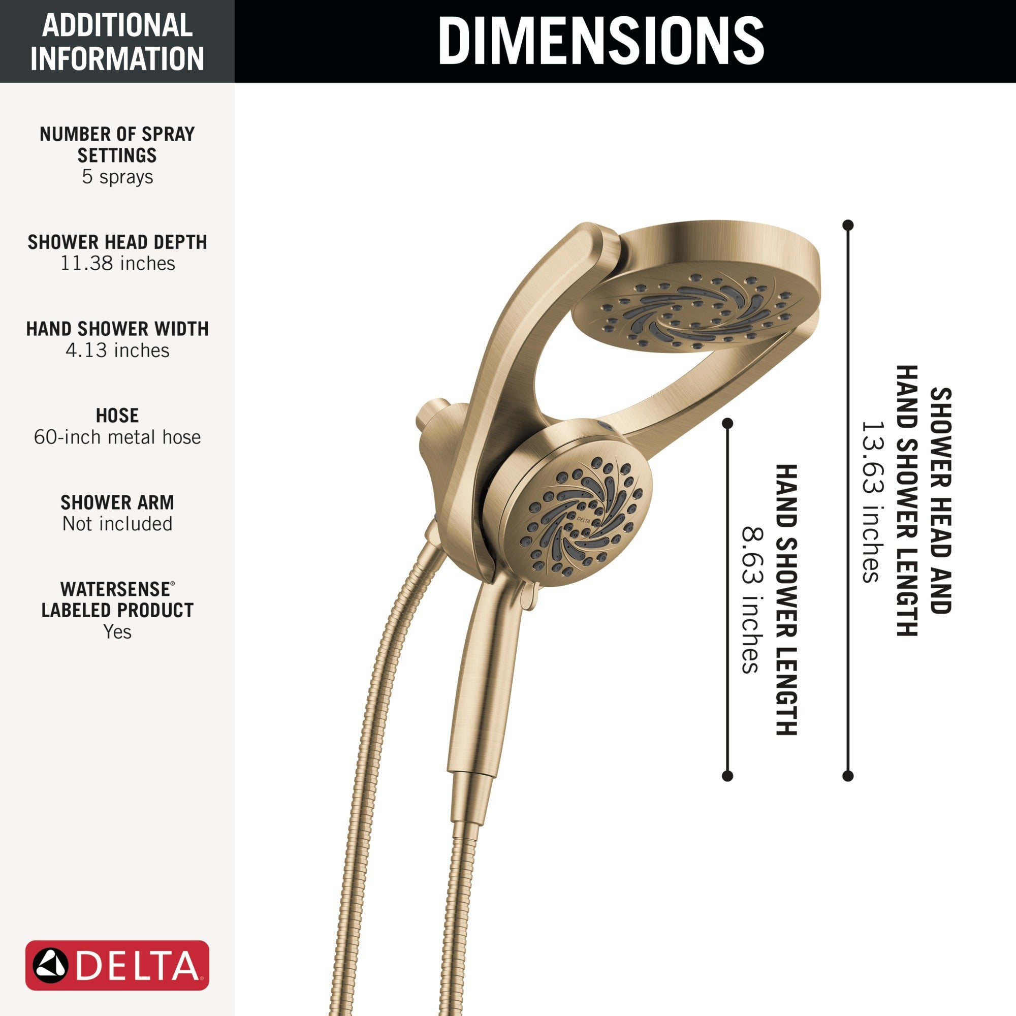 Delta Universal Showering Components 5-Setting HydroRain® with ProClean®
