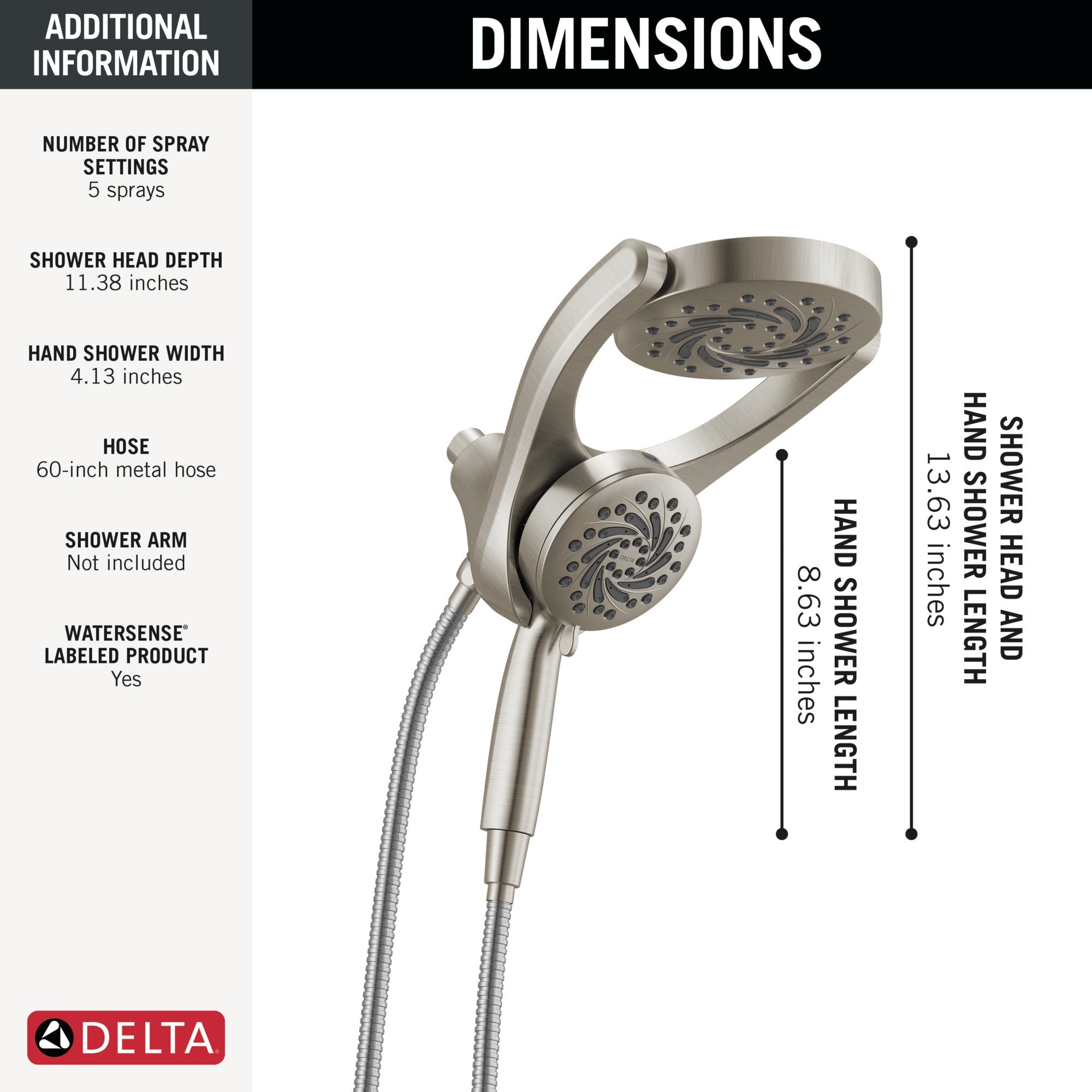 Delta Universal Showering Components 5-Setting HydroRain® with ProClean®