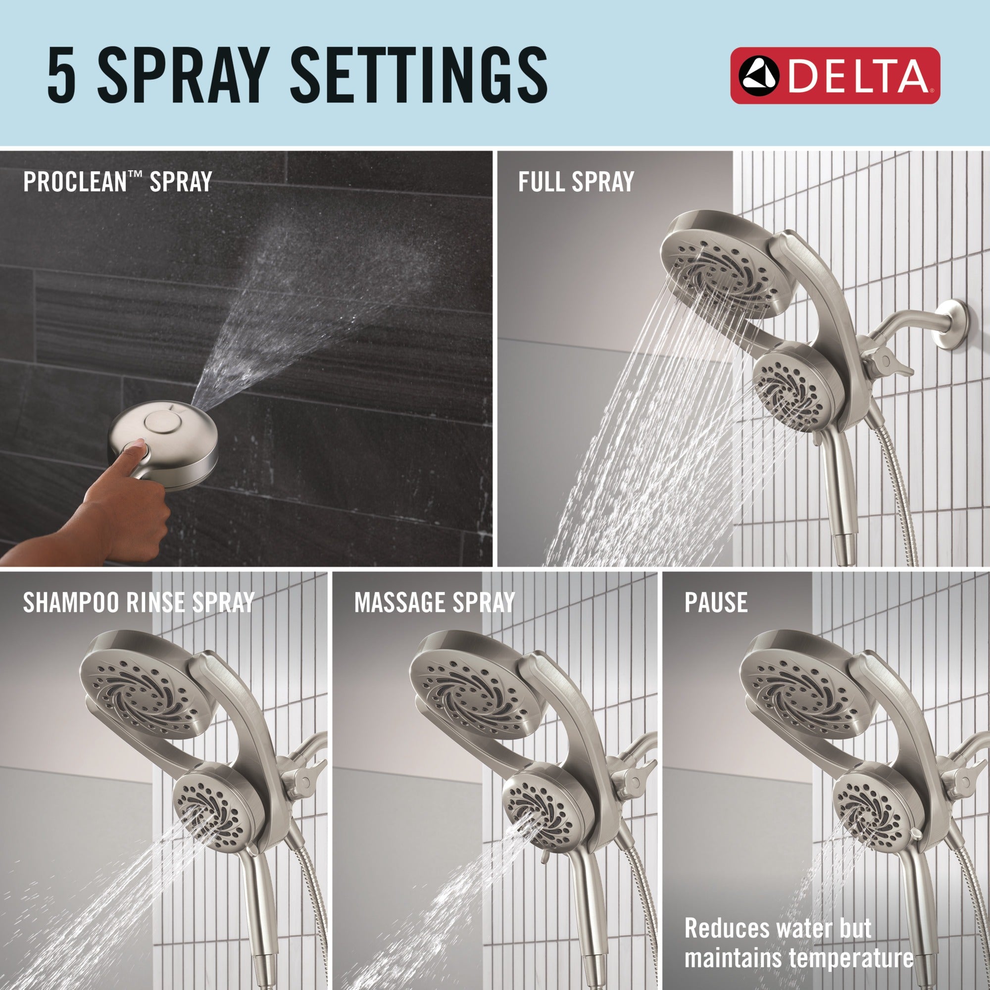 Delta Universal Showering Components 5-Setting HydroRain® with ProClean®