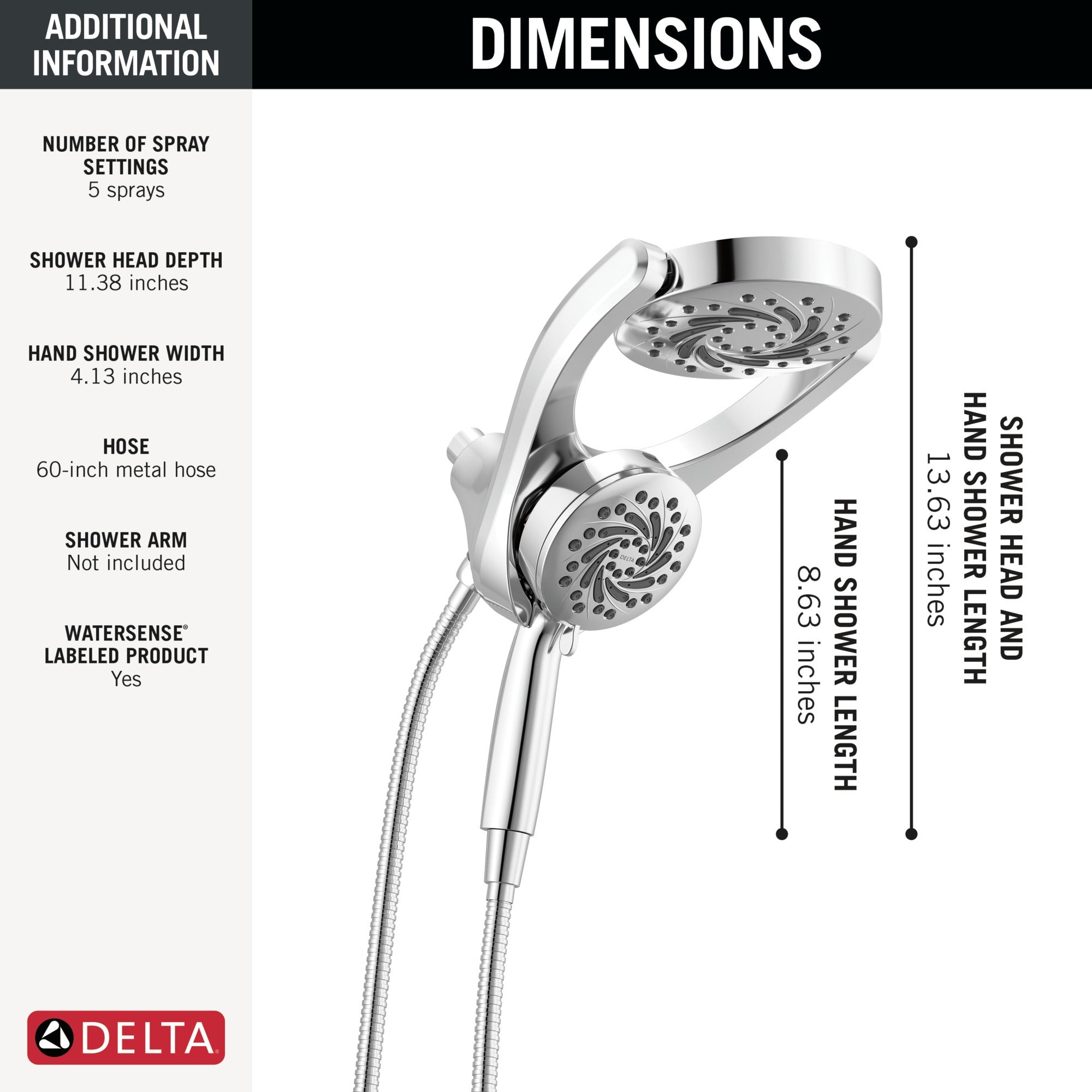 Delta Universal Showering Components 5-Setting HydroRain® with ProClean®