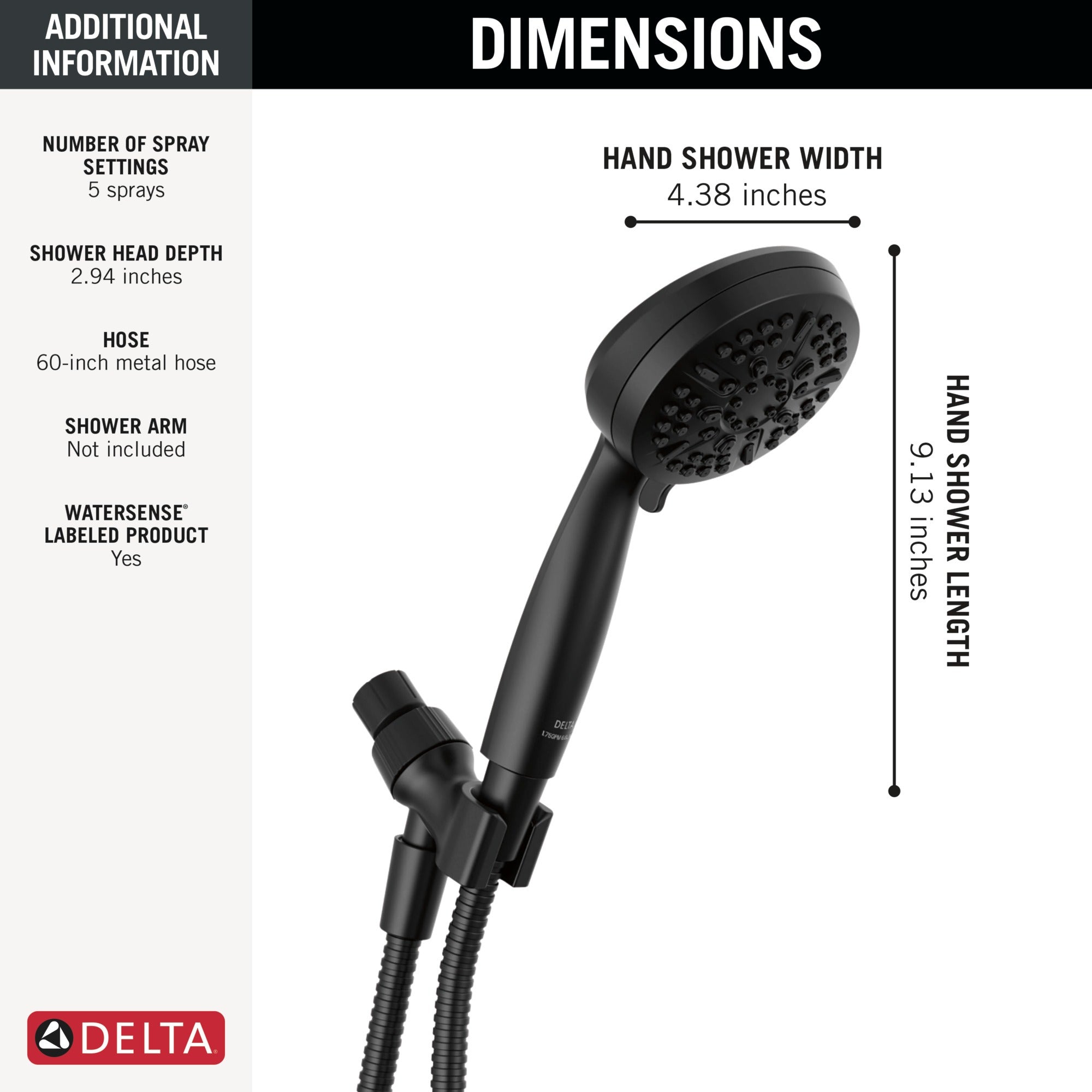 Delta Universal Showering Components 5 Setting Hand Shower