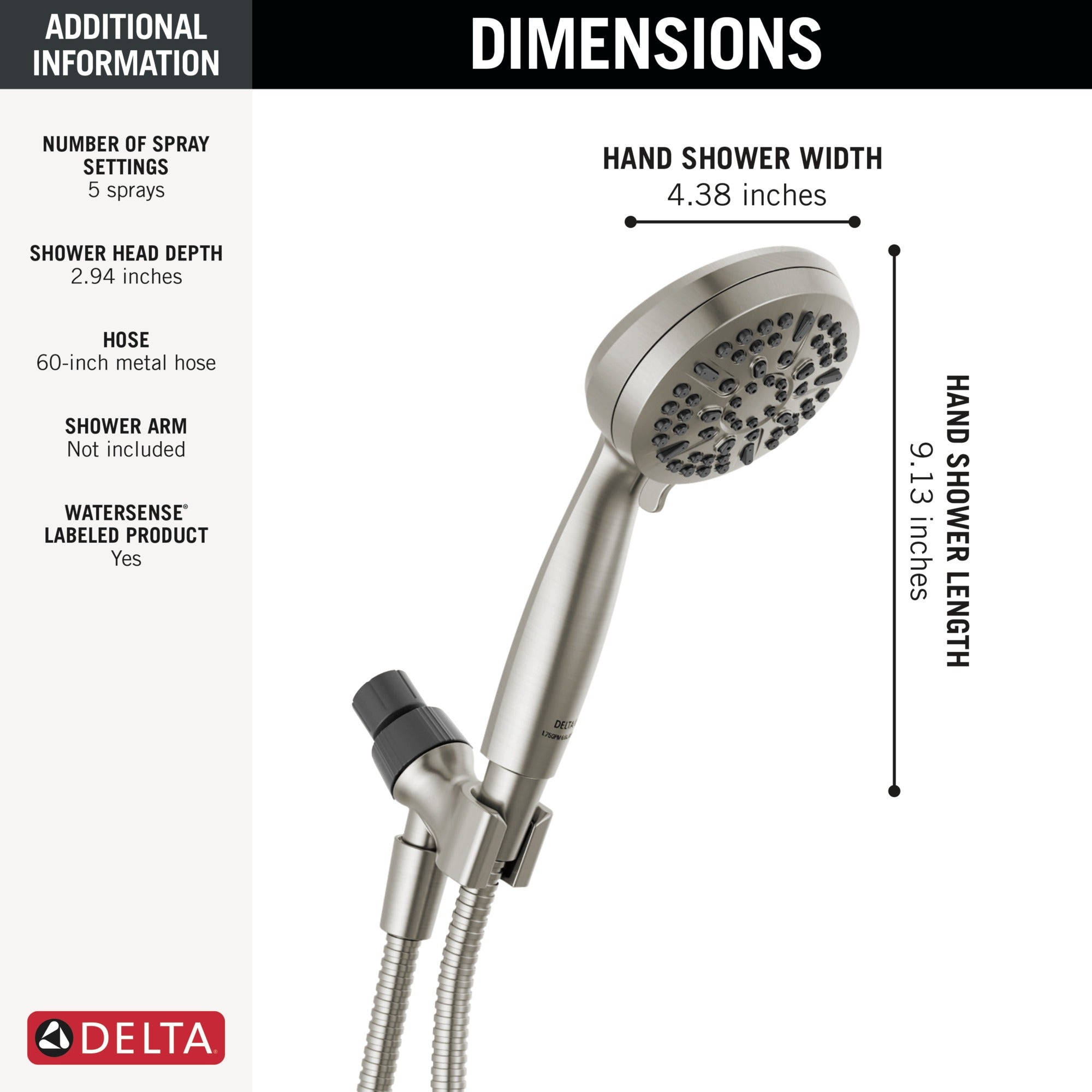 Delta Universal Showering Components 5 Setting Hand Shower