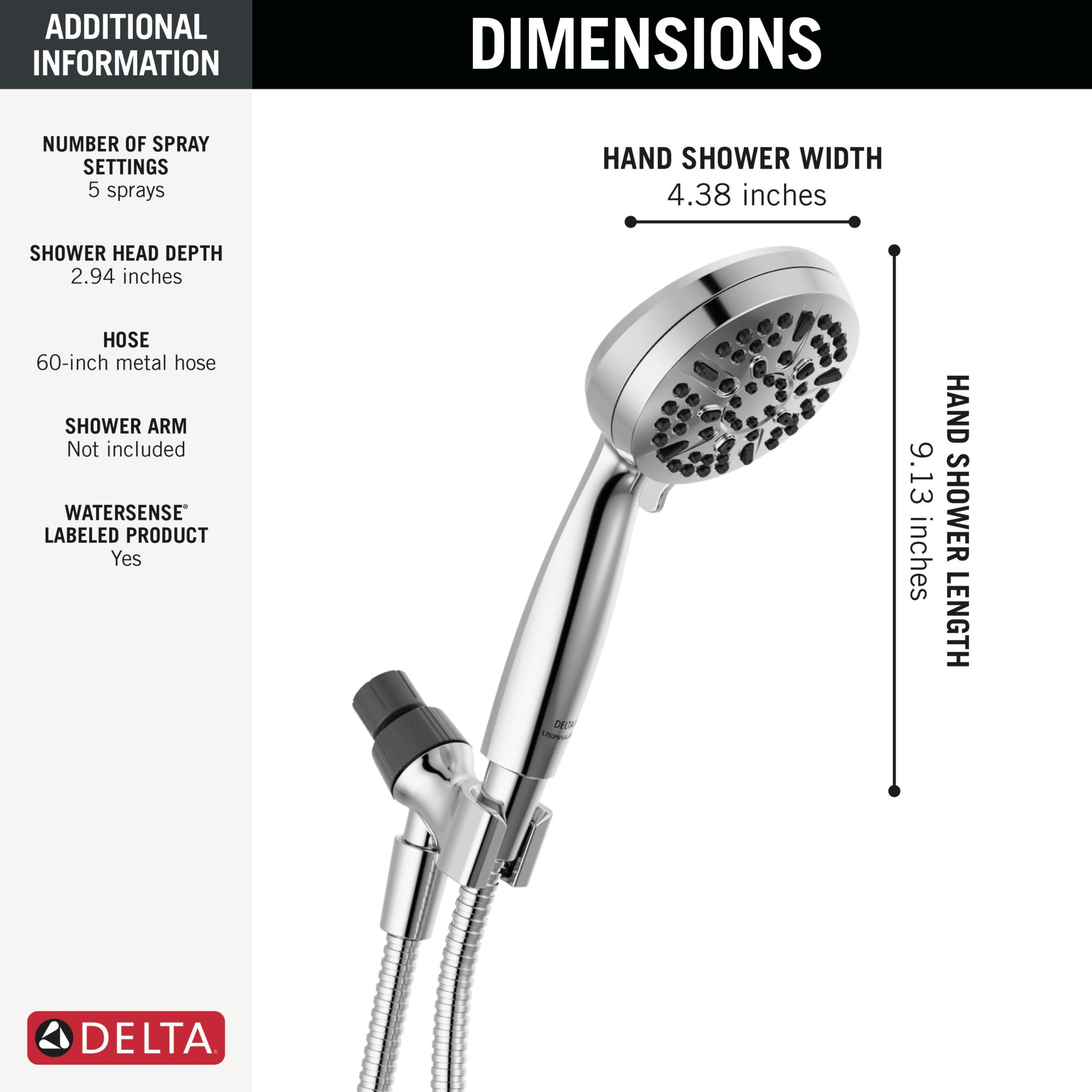 Delta Universal Showering Components 5 Setting Hand Shower