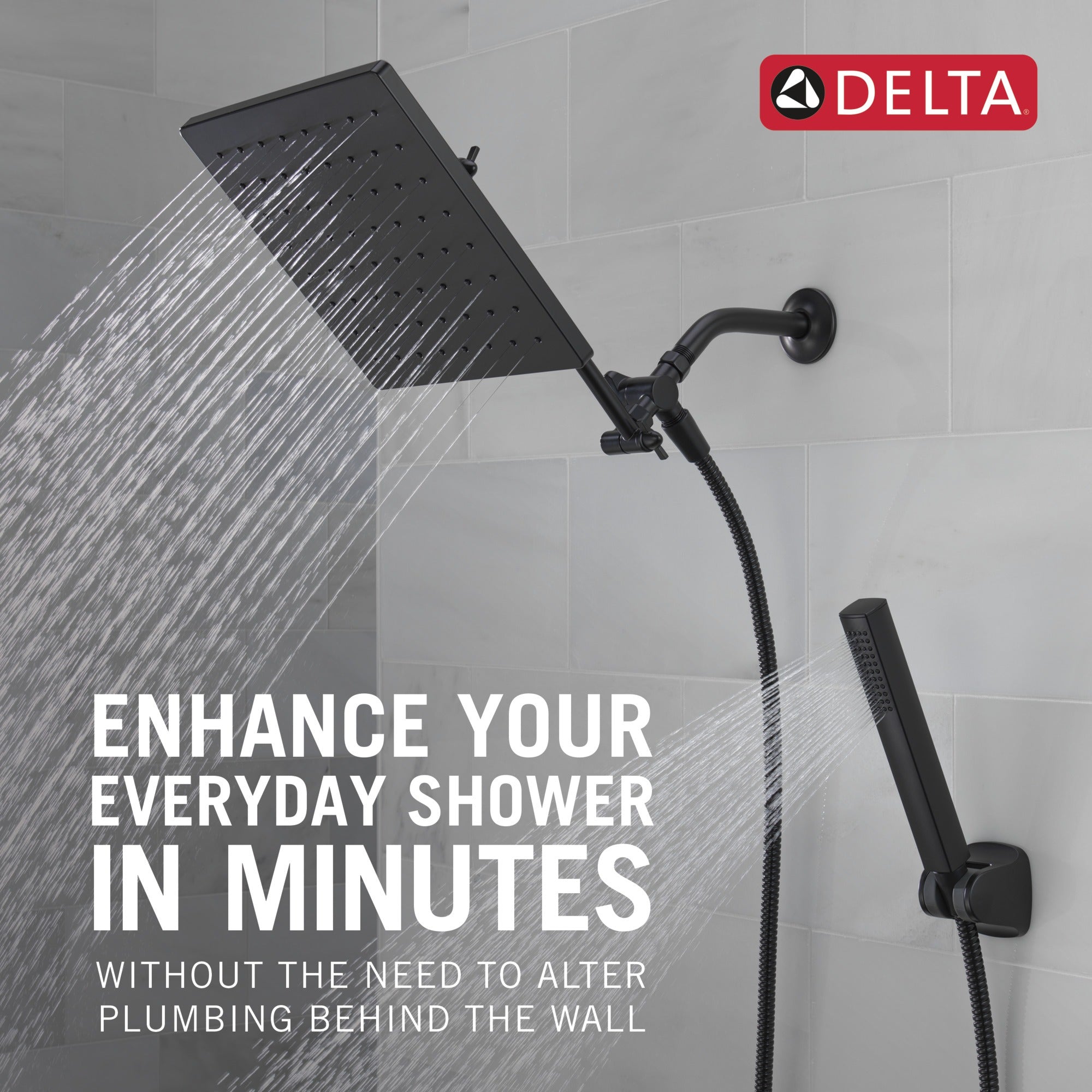 Delta Universal Showering Components 10 inch Raincan Shower Head & Hand Held Combo with Adjustable Extension Arm