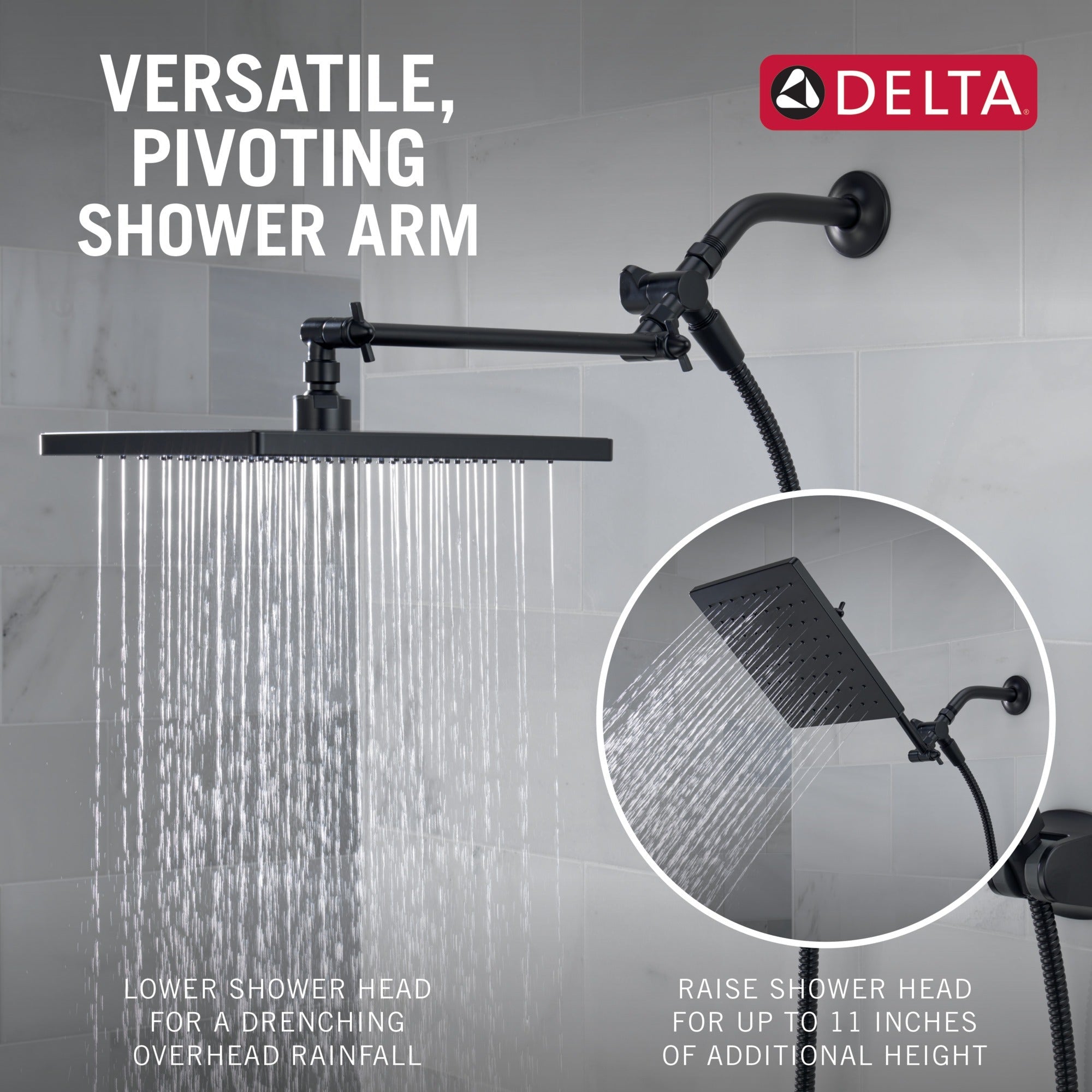 Delta Universal Showering Components 10 inch Raincan Shower Head & Hand Held Combo with Adjustable Extension Arm