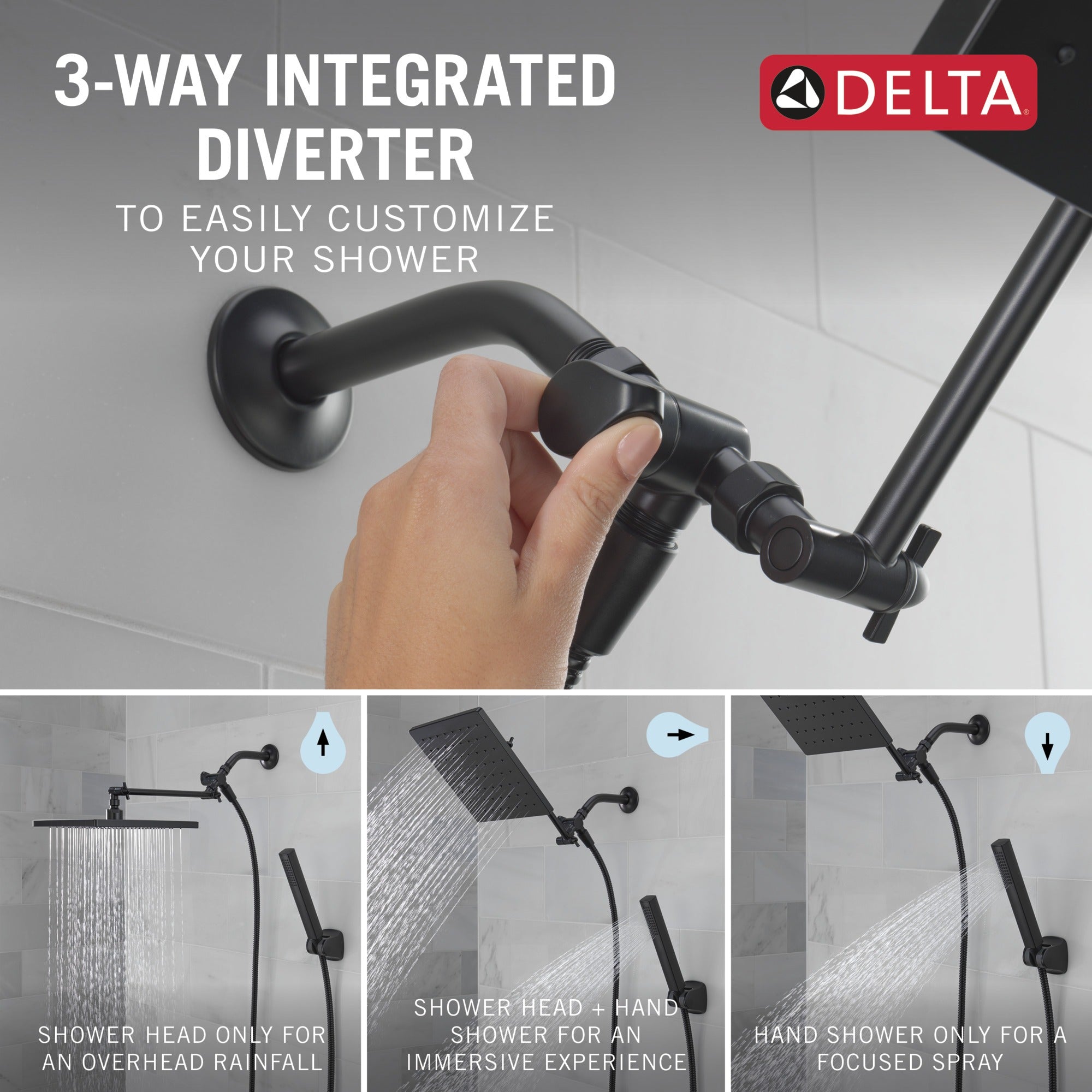 Delta Universal Showering Components 10 inch Raincan Shower Head & Hand Held Combo with Adjustable Extension Arm