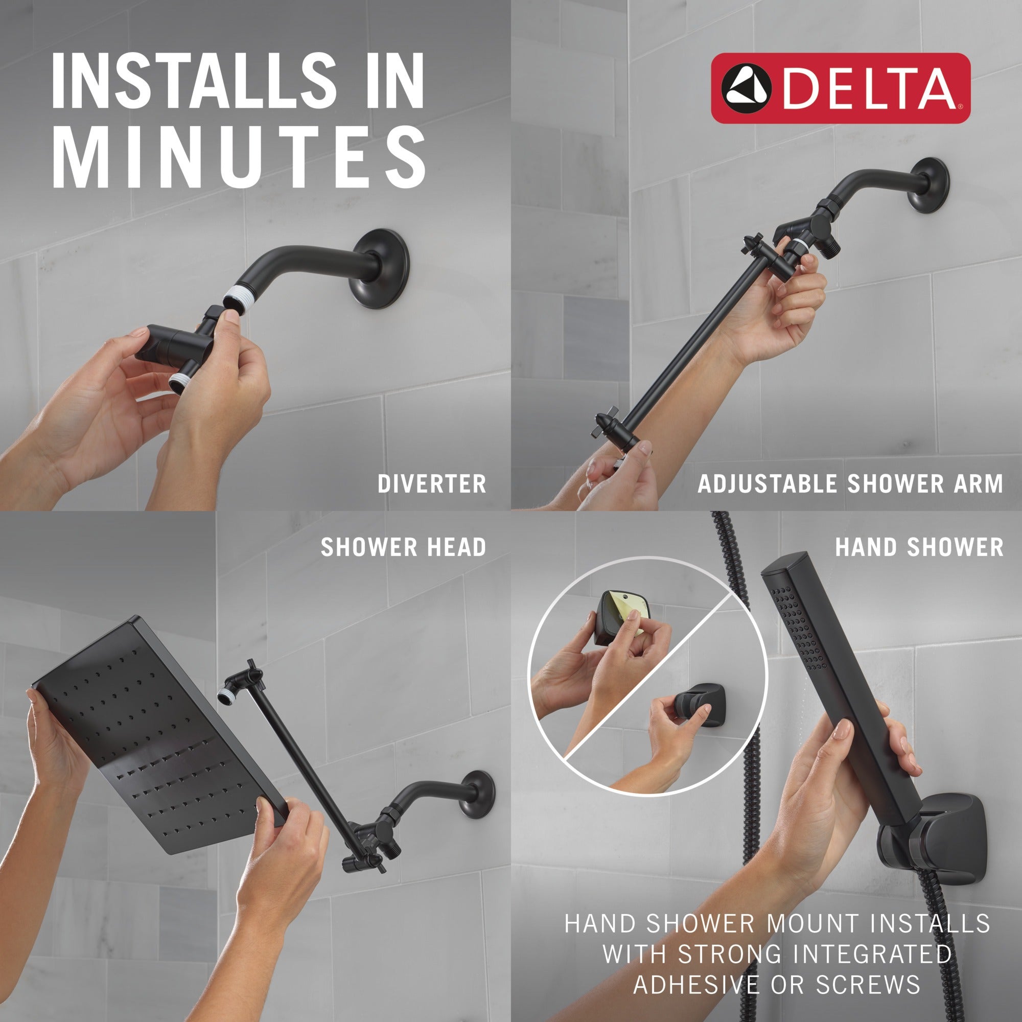 Delta Universal Showering Components 10 inch Raincan Shower Head & Hand Held Combo with Adjustable Extension Arm