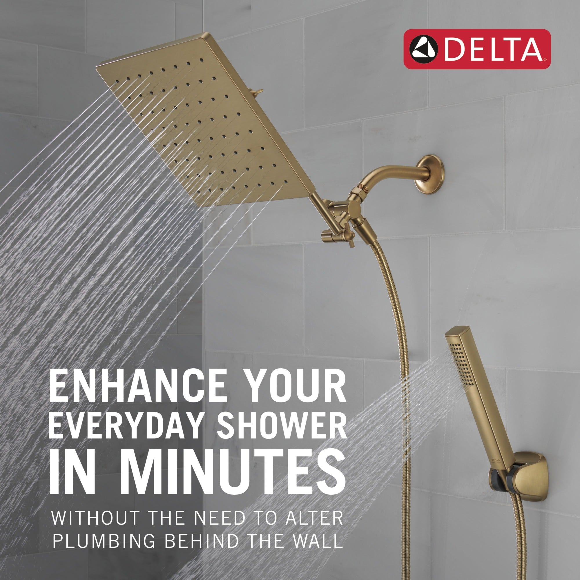 Delta Universal Showering Components 10 inch Raincan Shower Head & Hand Held Combo with Adjustable Extension Arm