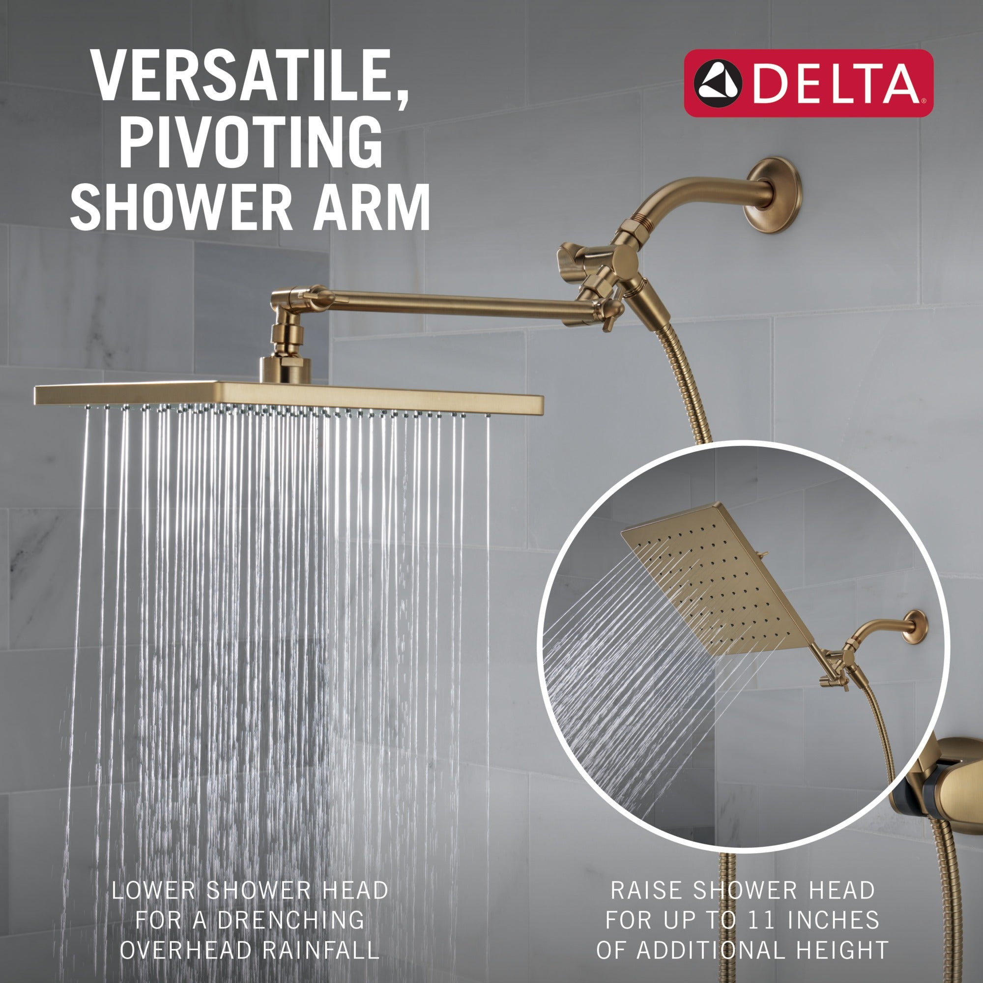 Delta Universal Showering Components 10 inch Raincan Shower Head & Hand Held Combo with Adjustable Extension Arm