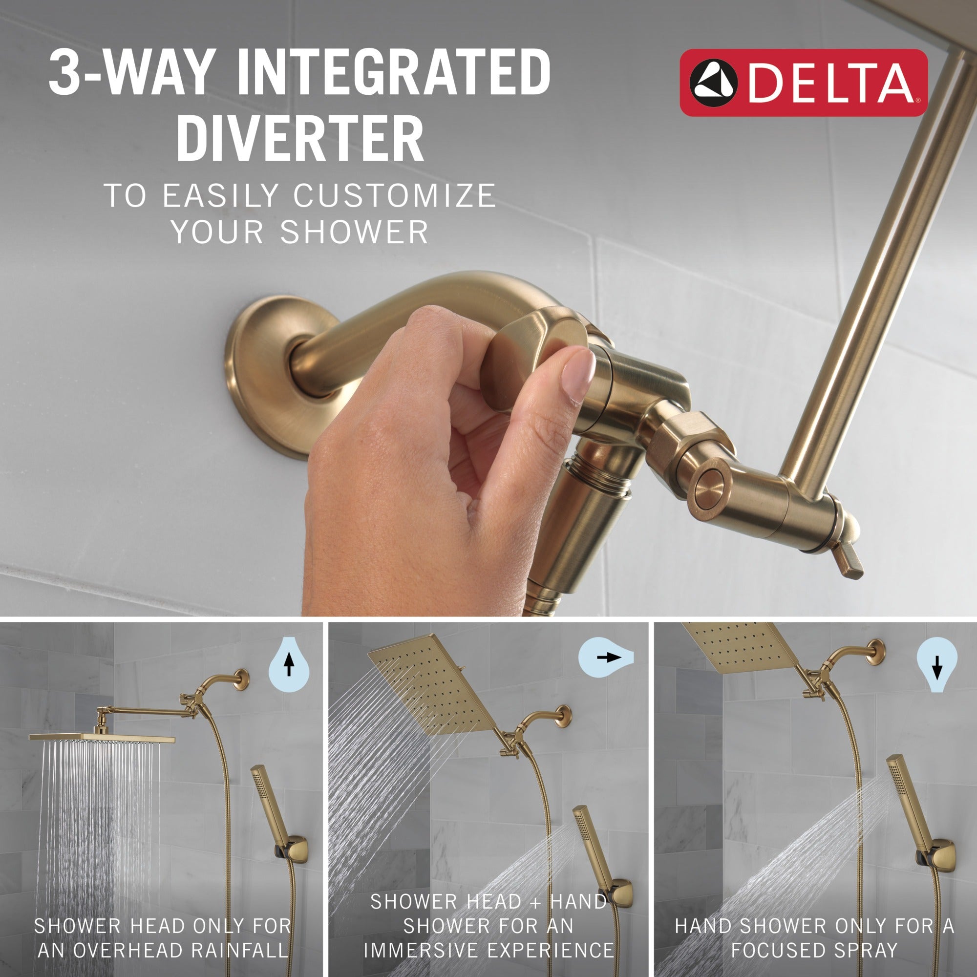 Delta Universal Showering Components 10 inch Raincan Shower Head & Hand Held Combo with Adjustable Extension Arm
