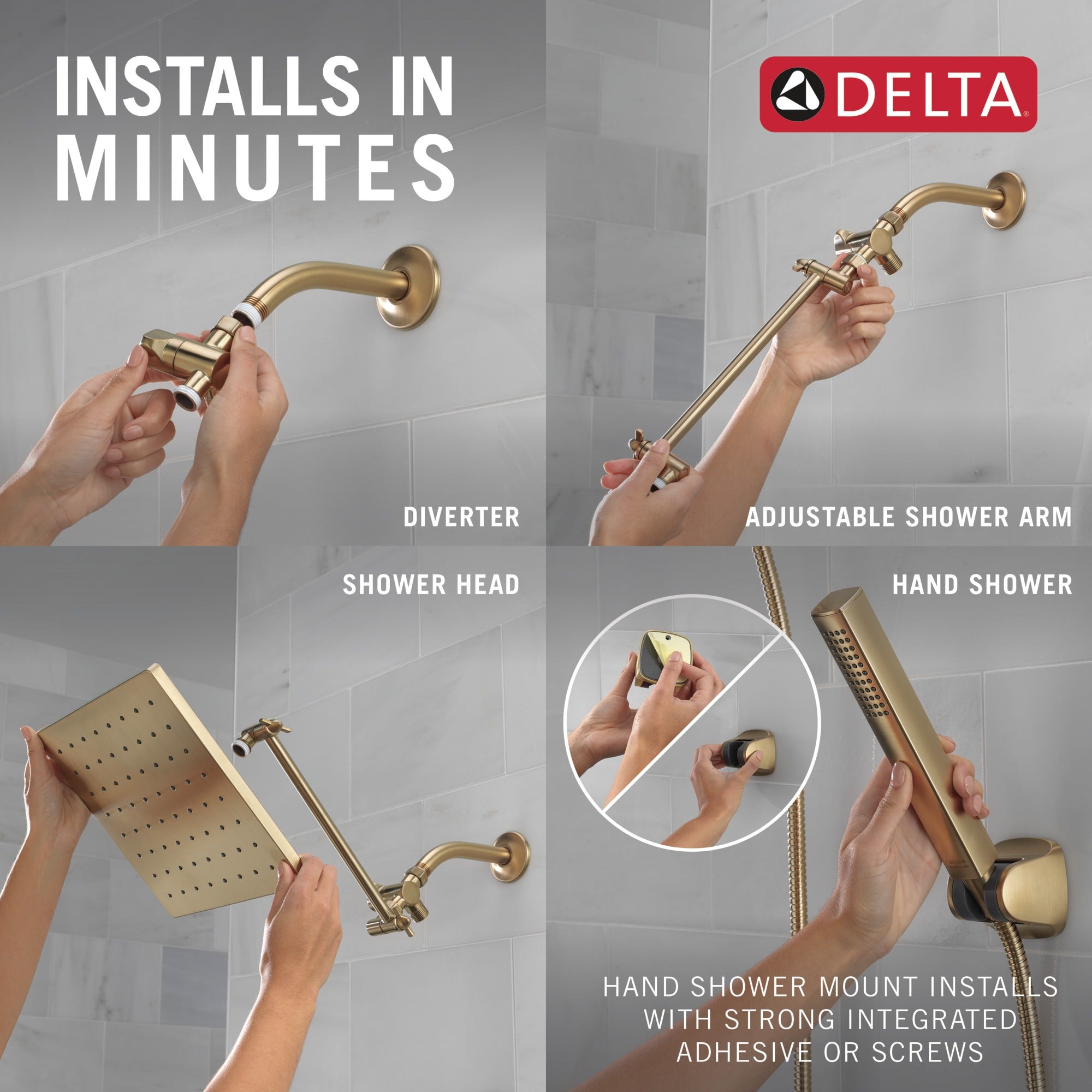 Delta Universal Showering Components 10 inch Raincan Shower Head & Hand Held Combo with Adjustable Extension Arm