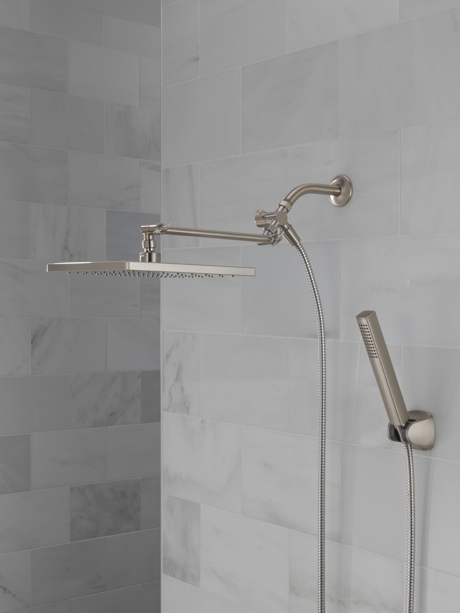 Delta Universal Showering Components 10 inch Raincan Shower Head & Hand Held Combo with Adjustable Extension Arm