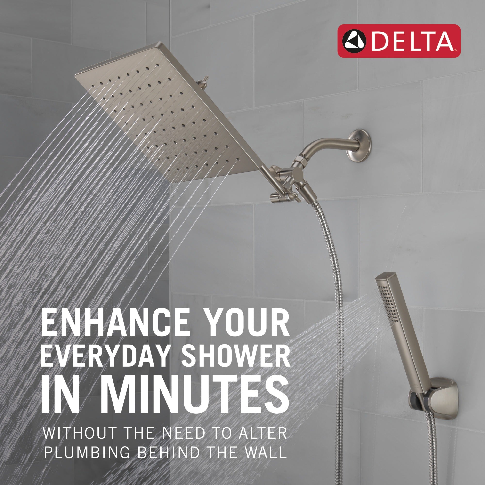 Delta Universal Showering Components 10 inch Raincan Shower Head & Hand Held Combo with Adjustable Extension Arm
