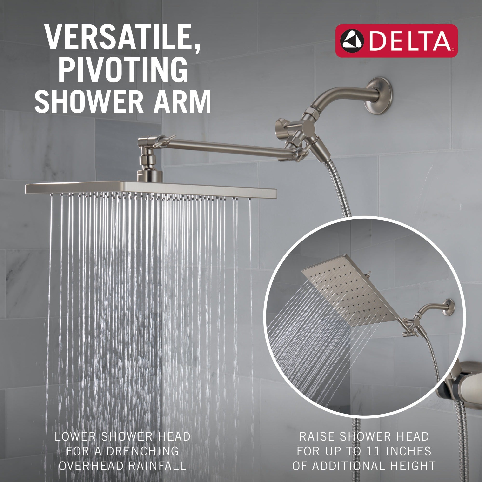 Delta Universal Showering Components 10 inch Raincan Shower Head & Hand Held Combo with Adjustable Extension Arm