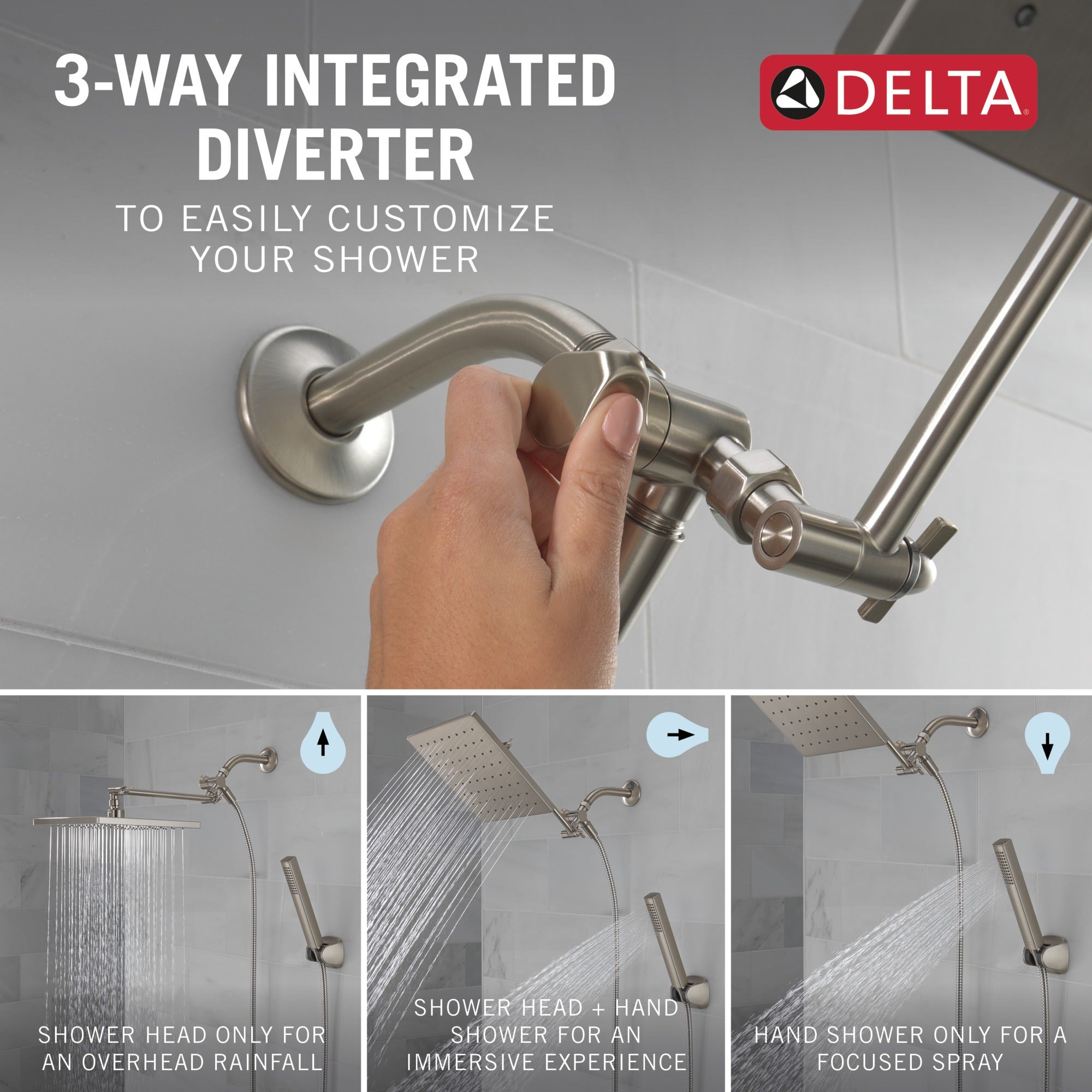 Delta Universal Showering Components 10 inch Raincan Shower Head & Hand Held Combo with Adjustable Extension Arm