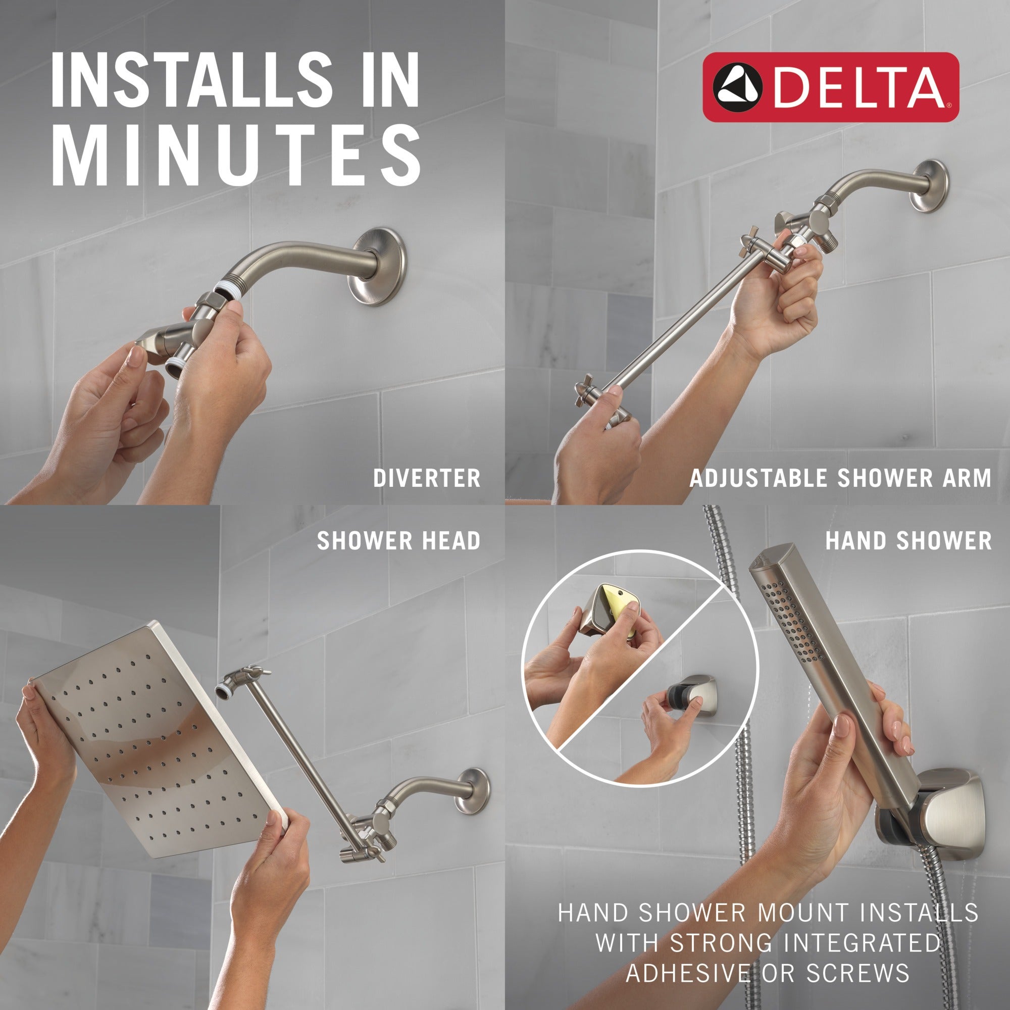 Delta Universal Showering Components 10 inch Raincan Shower Head & Hand Held Combo with Adjustable Extension Arm