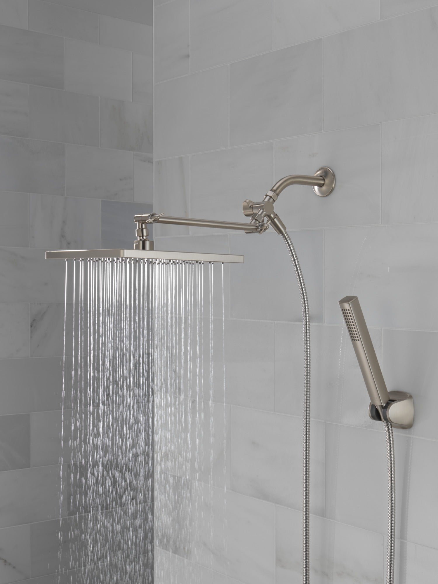 Delta Universal Showering Components 10 inch Raincan Shower Head & Hand Held Combo with Adjustable Extension Arm