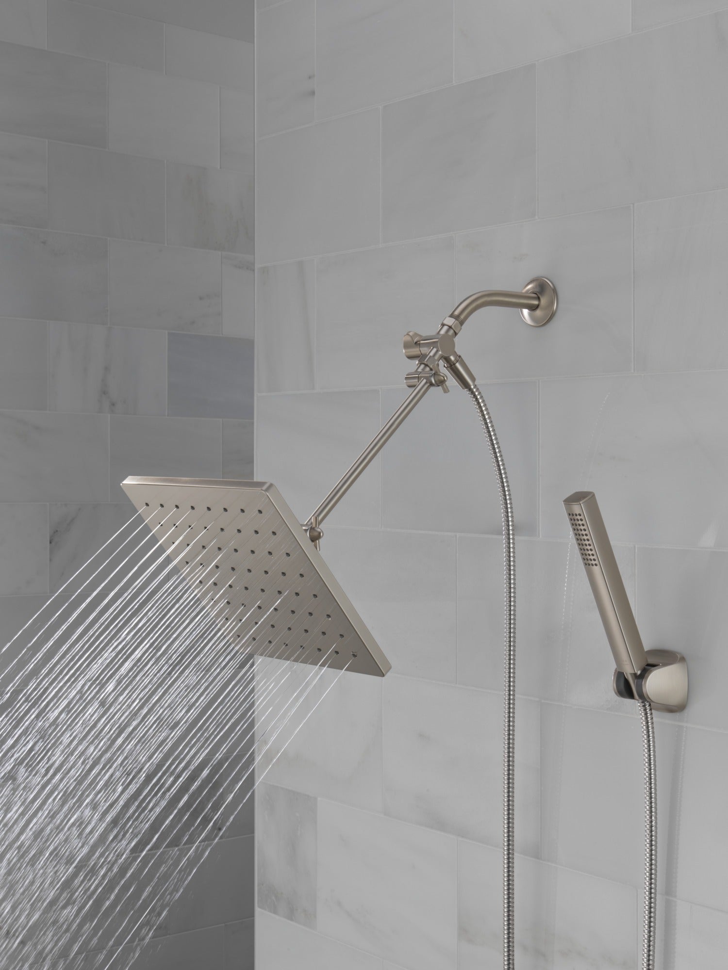 Delta Universal Showering Components 10 inch Raincan Shower Head & Hand Held Combo with Adjustable Extension Arm
