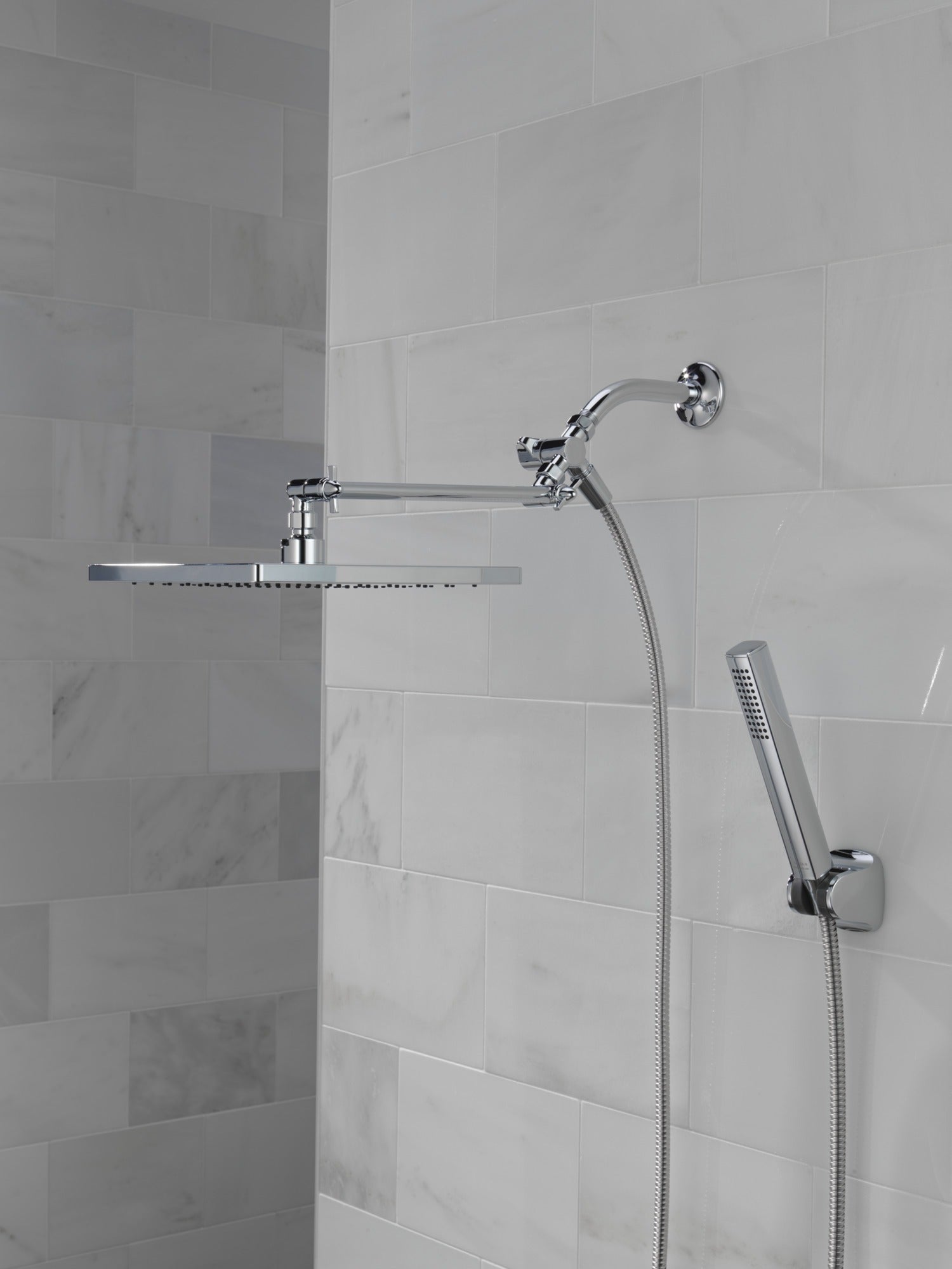 Delta Universal Showering Components 10 inch Raincan Shower Head & Hand Held Combo with Adjustable Extension Arm