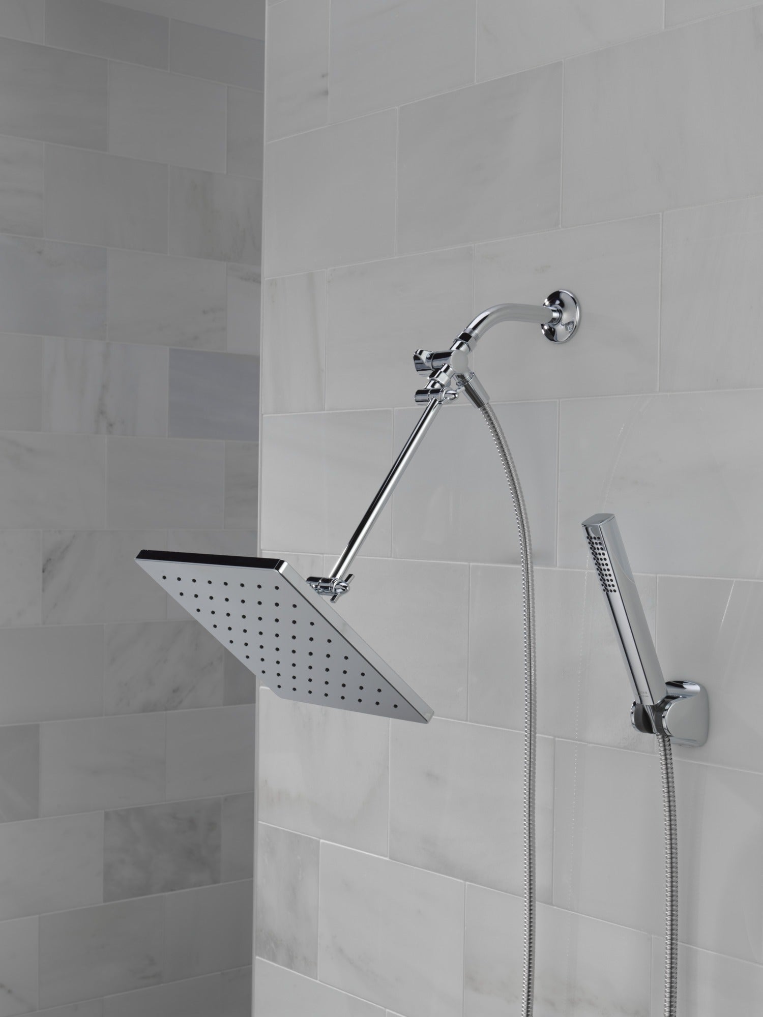 Delta Universal Showering Components 10 inch Raincan Shower Head & Hand Held Combo with Adjustable Extension Arm
