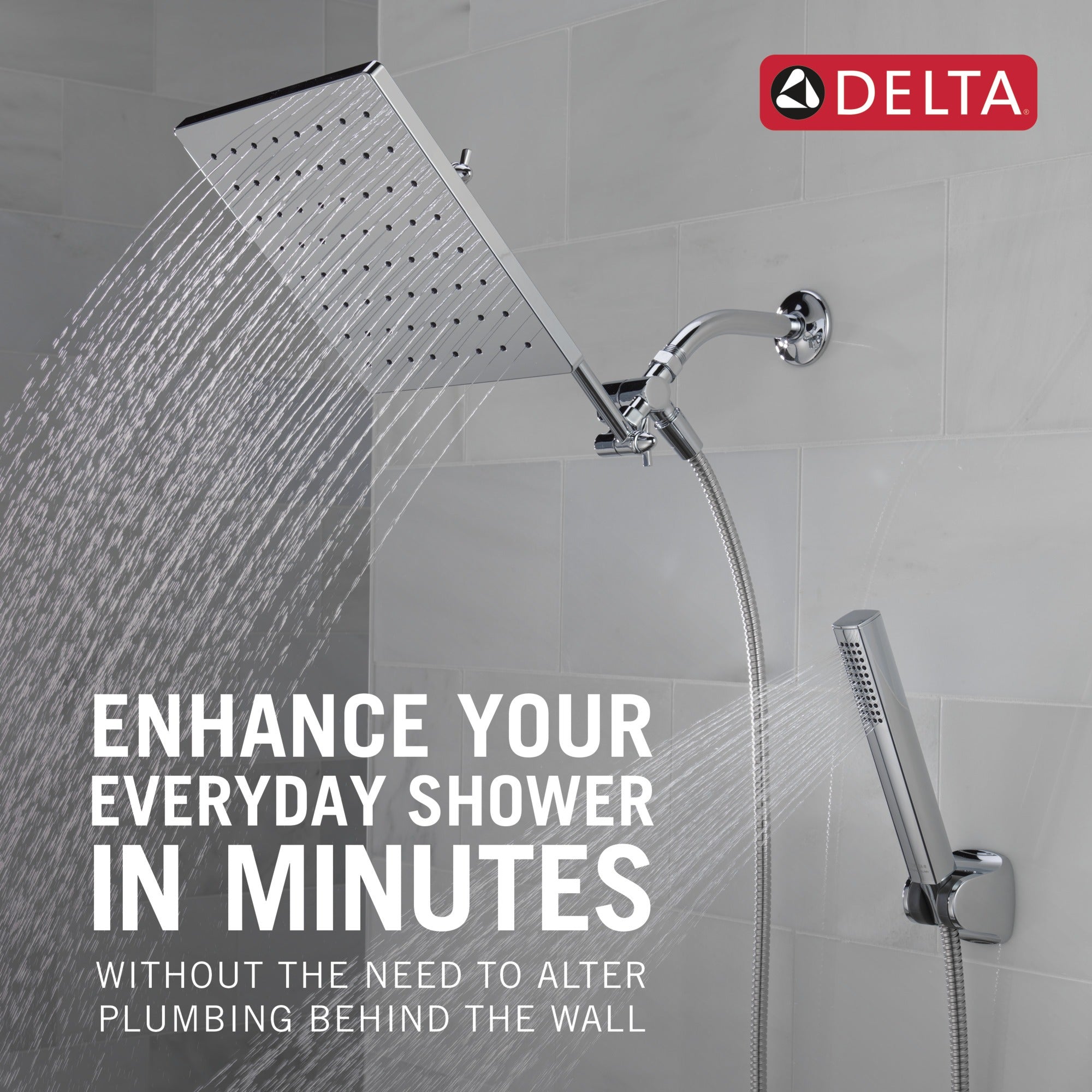 Delta Universal Showering Components 10 inch Raincan Shower Head & Hand Held Combo with Adjustable Extension Arm