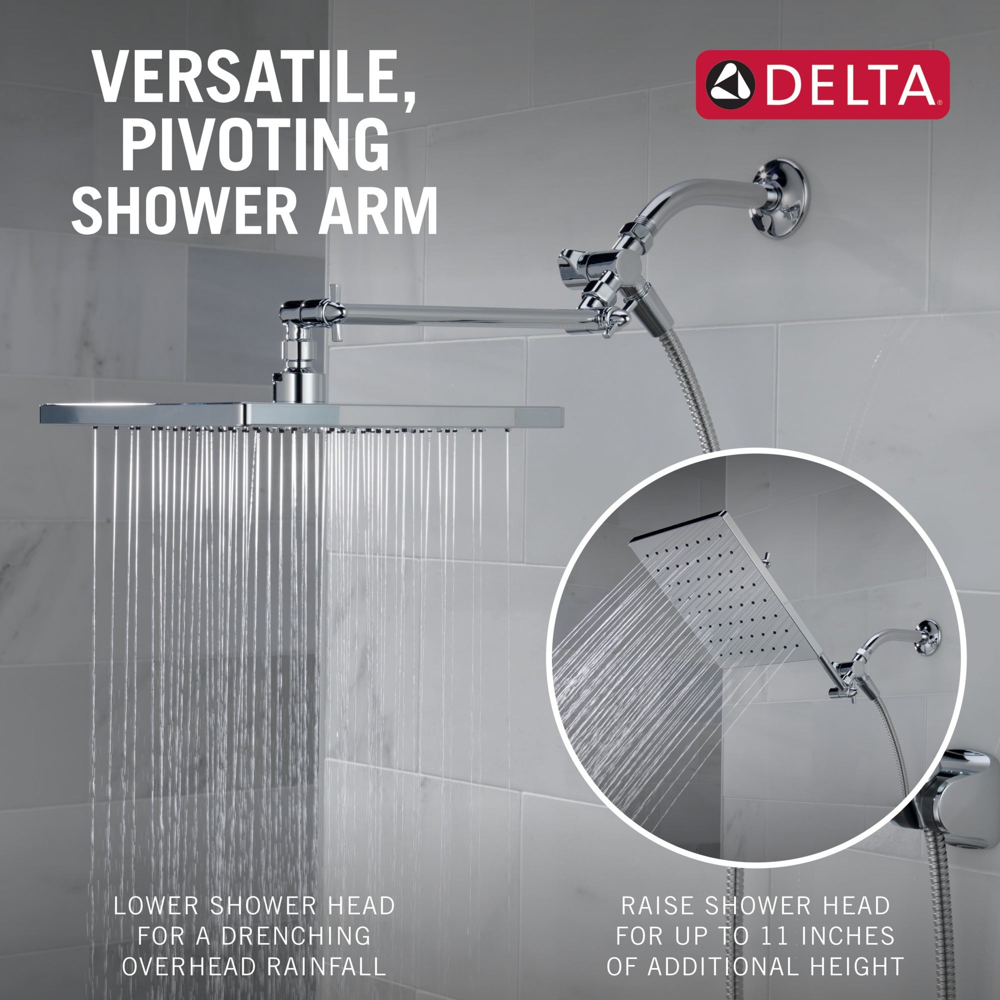 Delta Universal Showering Components 10 inch Raincan Shower Head & Hand Held Combo with Adjustable Extension Arm