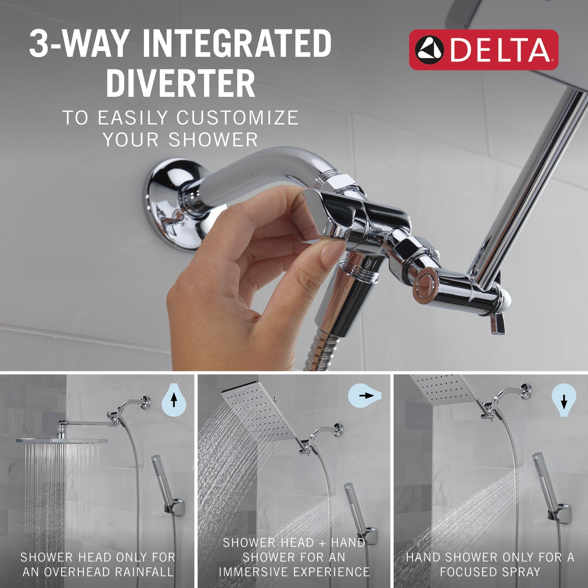 Delta Universal Showering Components 10 inch Raincan Shower Head & Hand Held Combo with Adjustable Extension Arm
