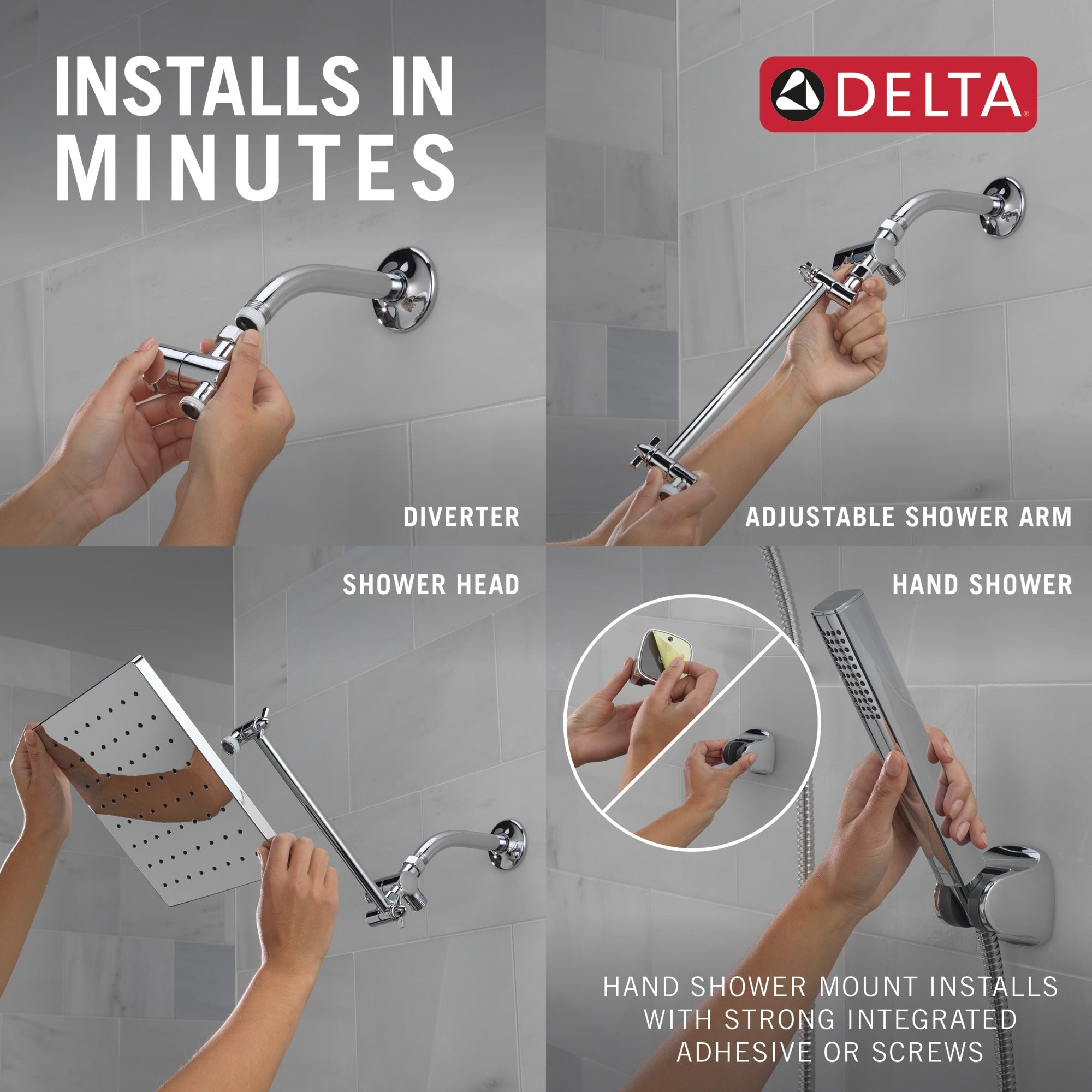 Delta Universal Showering Components 10 inch Raincan Shower Head & Hand Held Combo with Adjustable Extension Arm