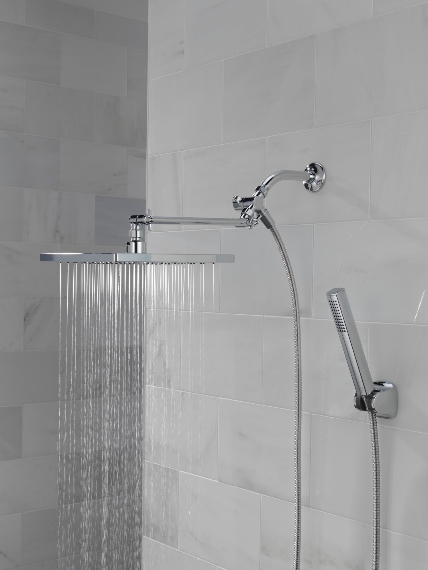 Delta Universal Showering Components 10 inch Raincan Shower Head & Hand Held Combo with Adjustable Extension Arm