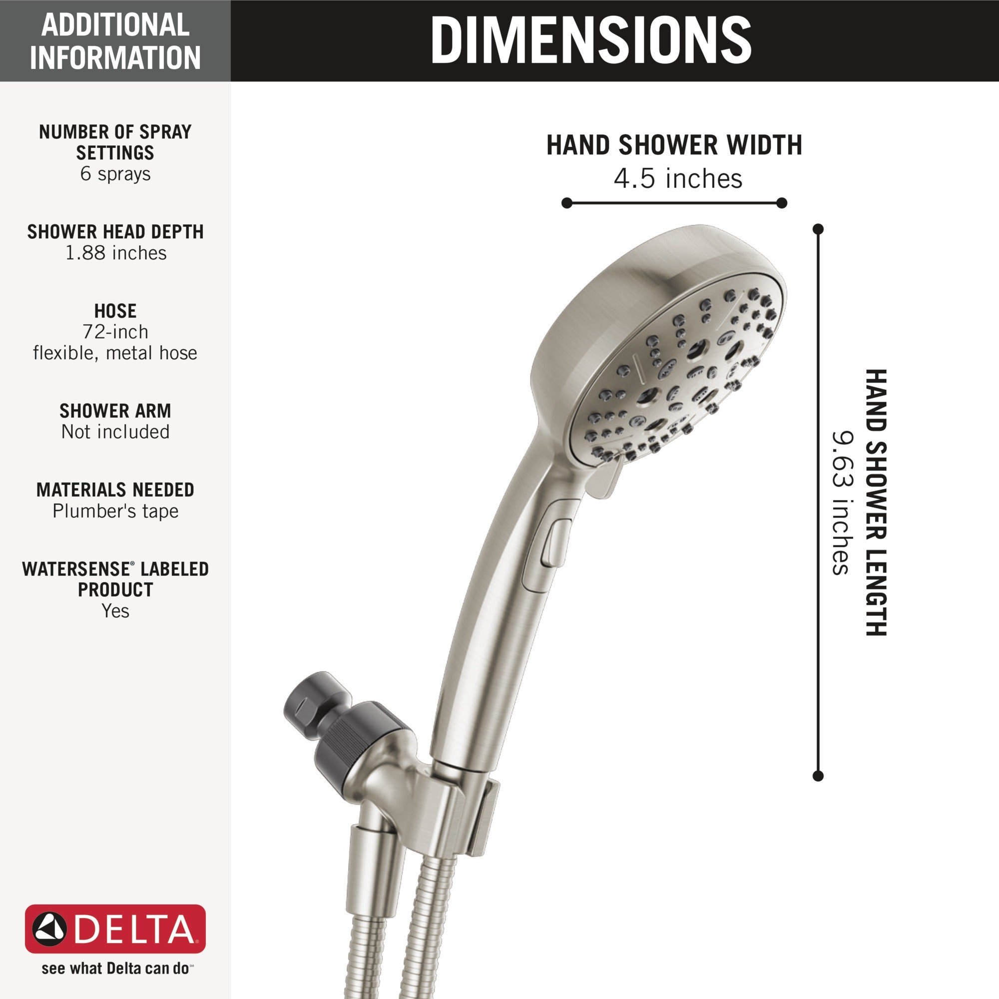 Delta Universal Showering Components H2Okinetic® 6-Setting Hand Shower