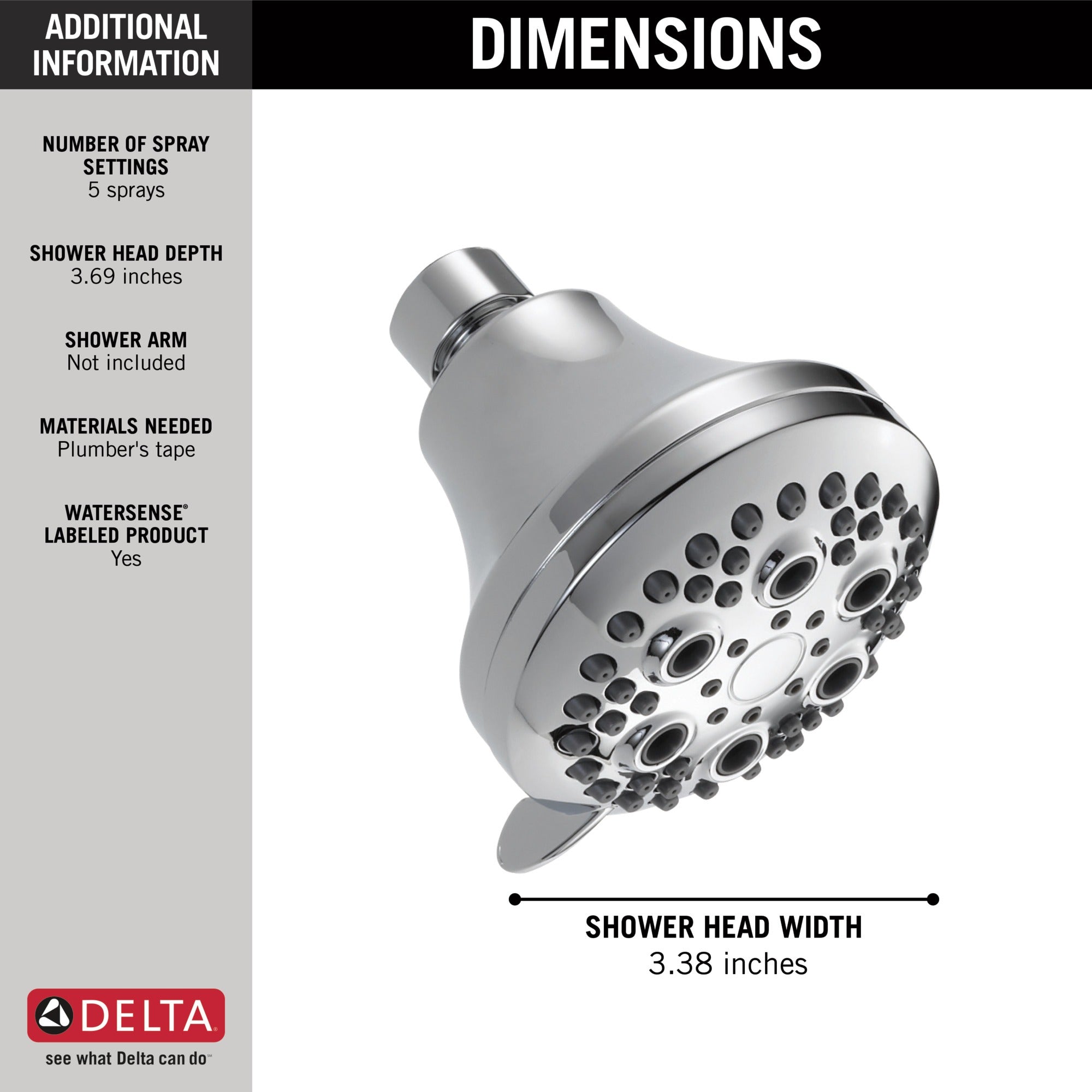Delta Universal Showering Components Shower Head 1.75 GPM 5-Setting