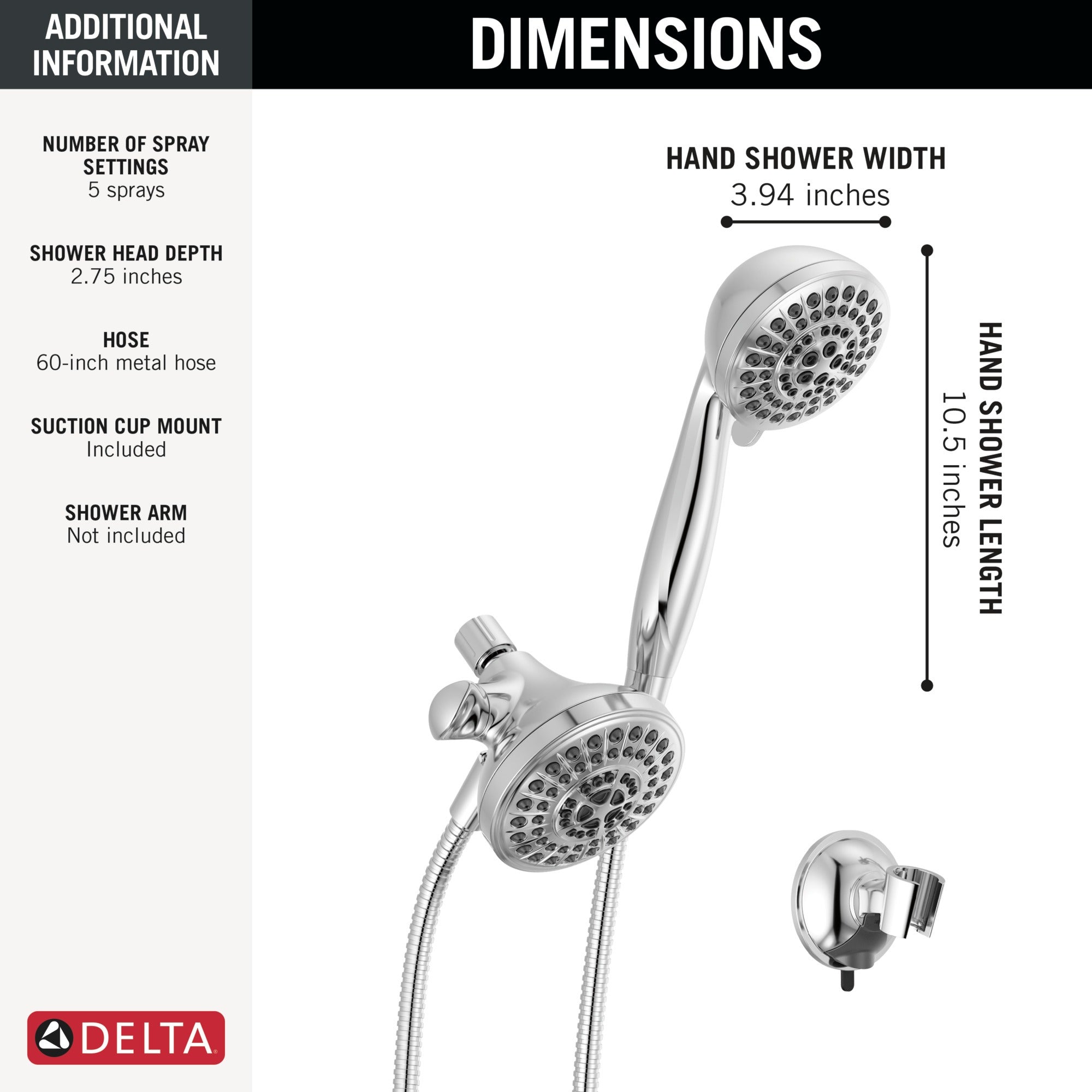 Delta Universal Showering Components 5 Function Combo Pack Shower