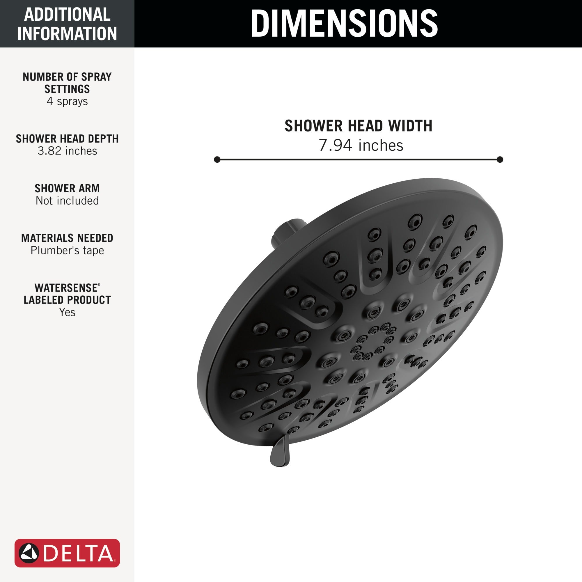 Delta Universal Showering Components 4 Setting Shower Head