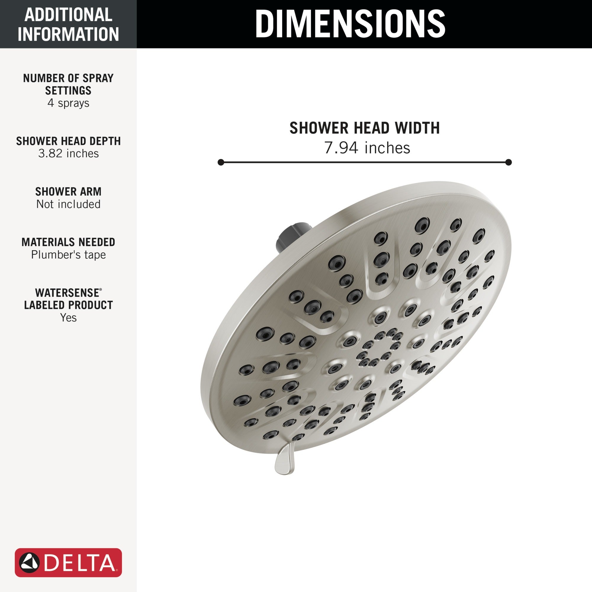Delta Universal Showering Components 4 Setting Shower Head