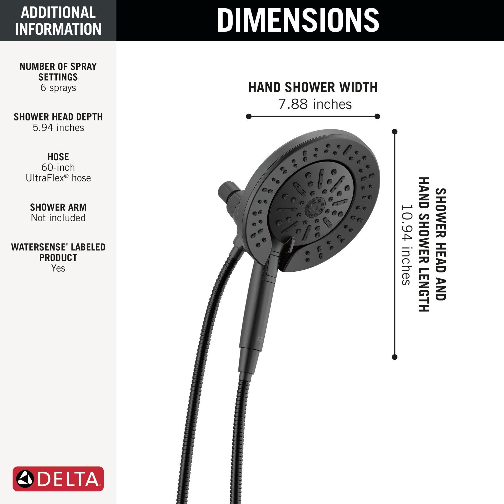 Delta Universal Showering Components 6-Setting In2ition® with ProClean®