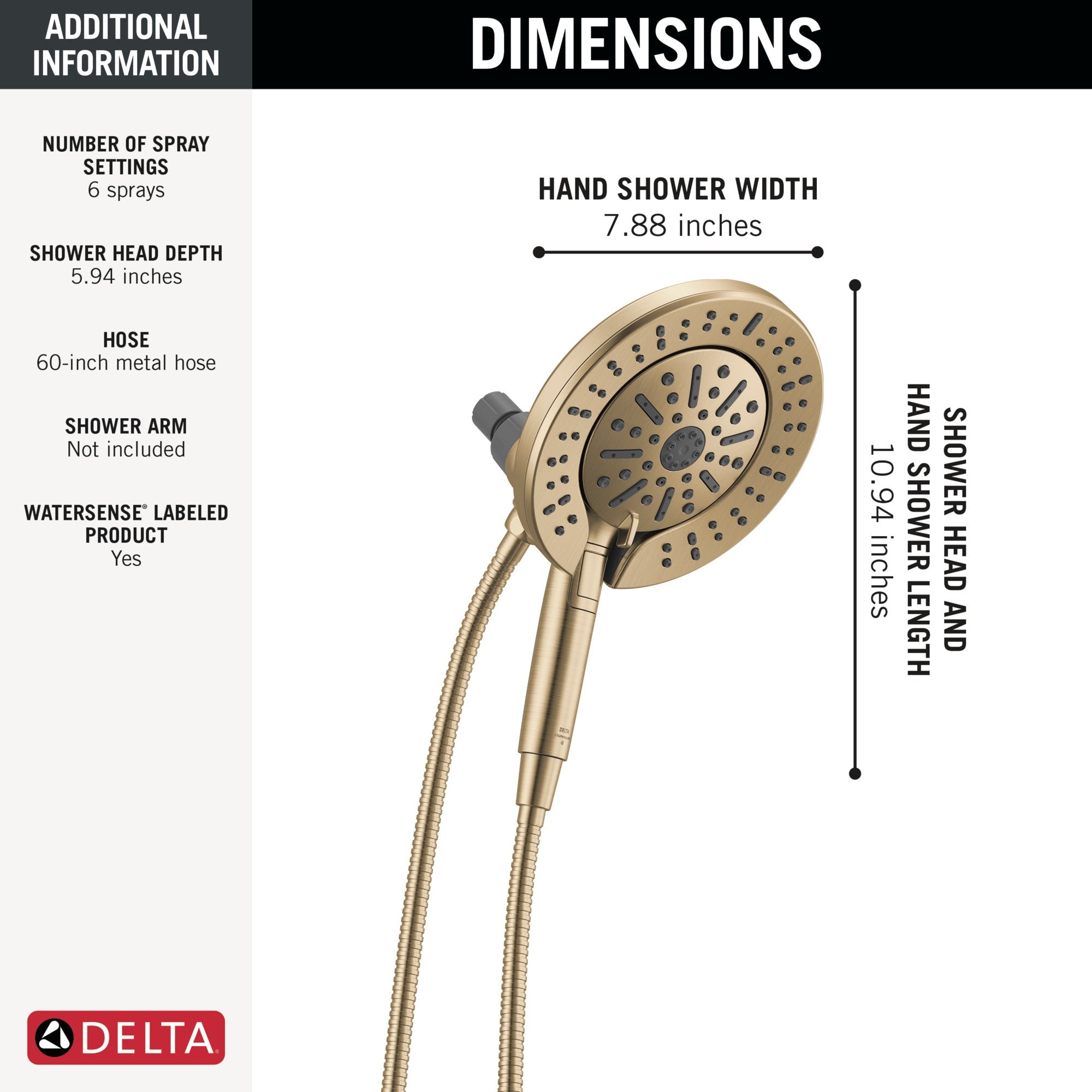 Delta Universal Showering Components 6-Setting In2ition® with ProClean®