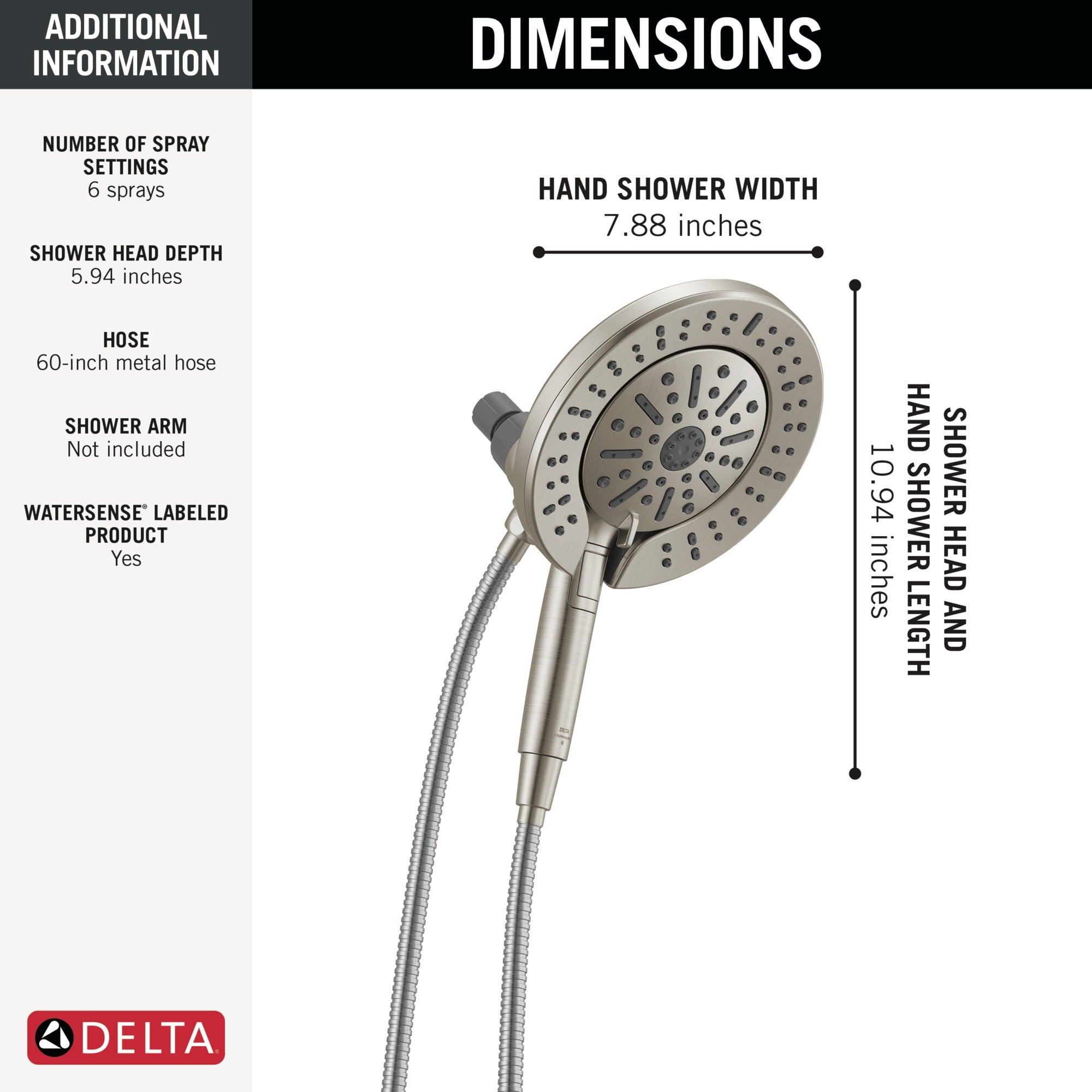 Delta Universal Showering Components 6-Setting In2ition® with ProClean®