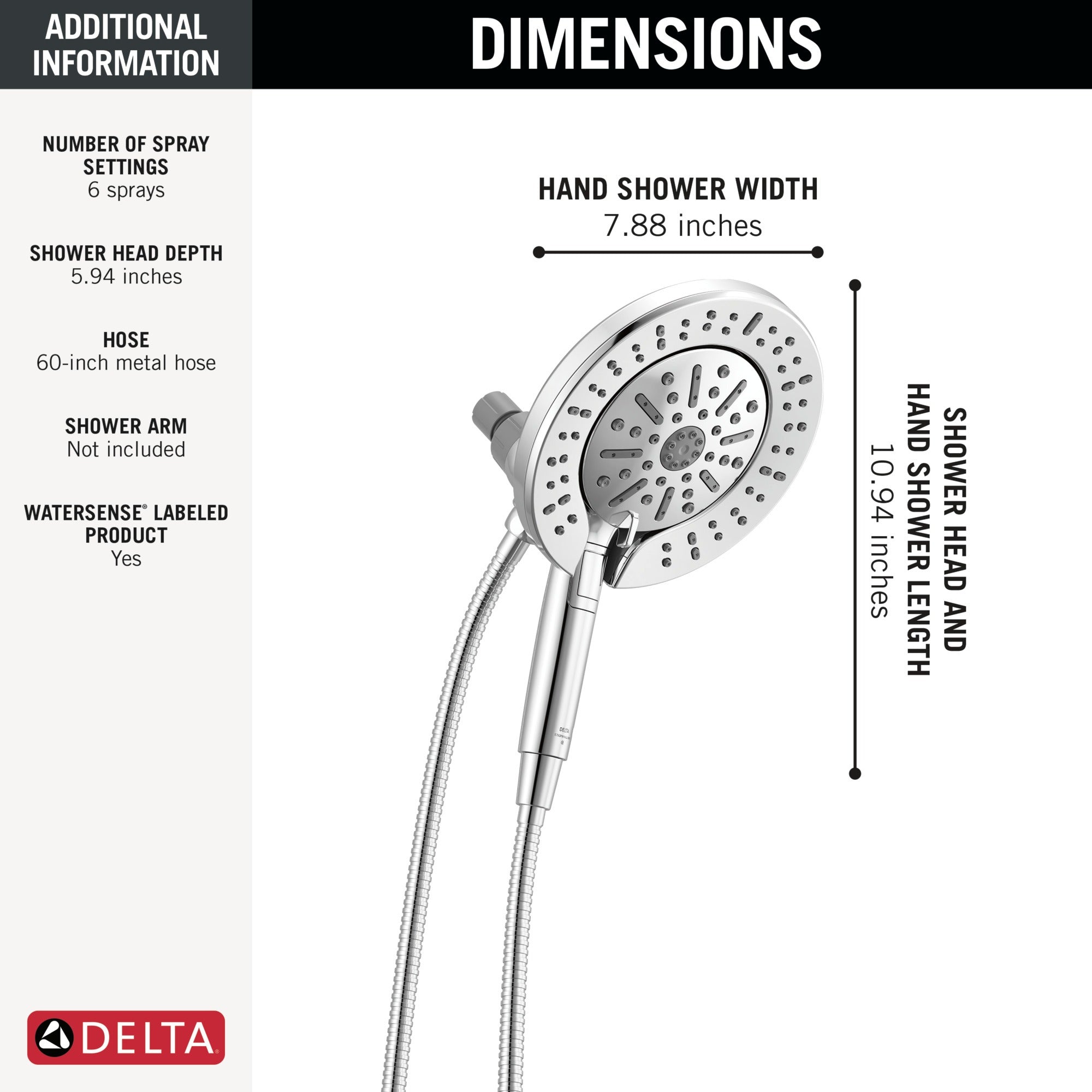Delta Universal Showering Components 6-Setting In2ition® with ProClean®