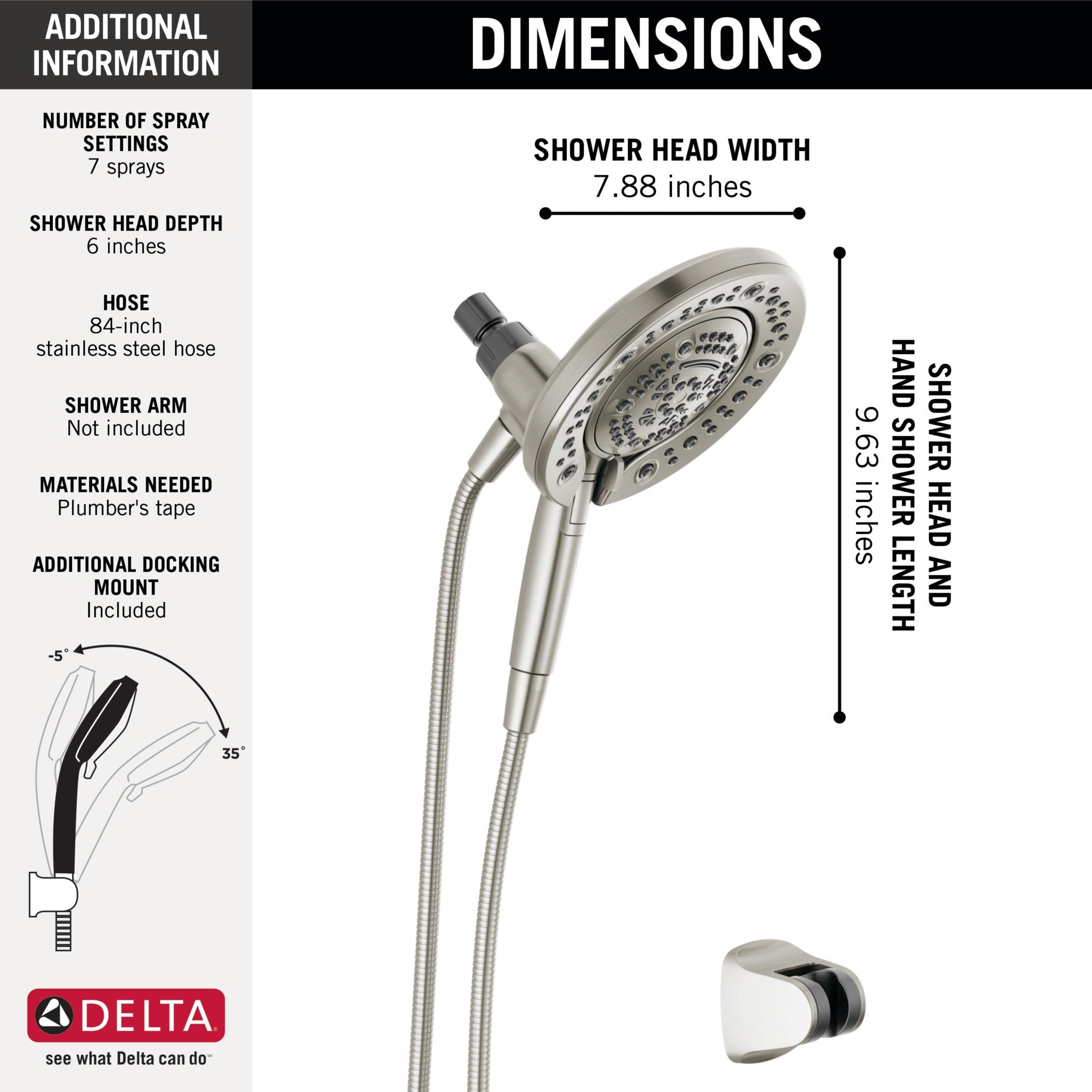 Delta Universal Showering Components In2ition® 7-Setting Two-in-One Shower