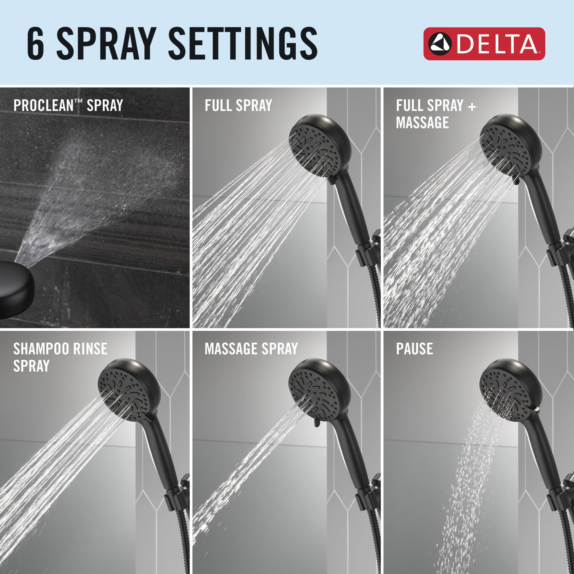 Delta Universal Showering Components 6-Setting Hand Shower with Cleaning Spray