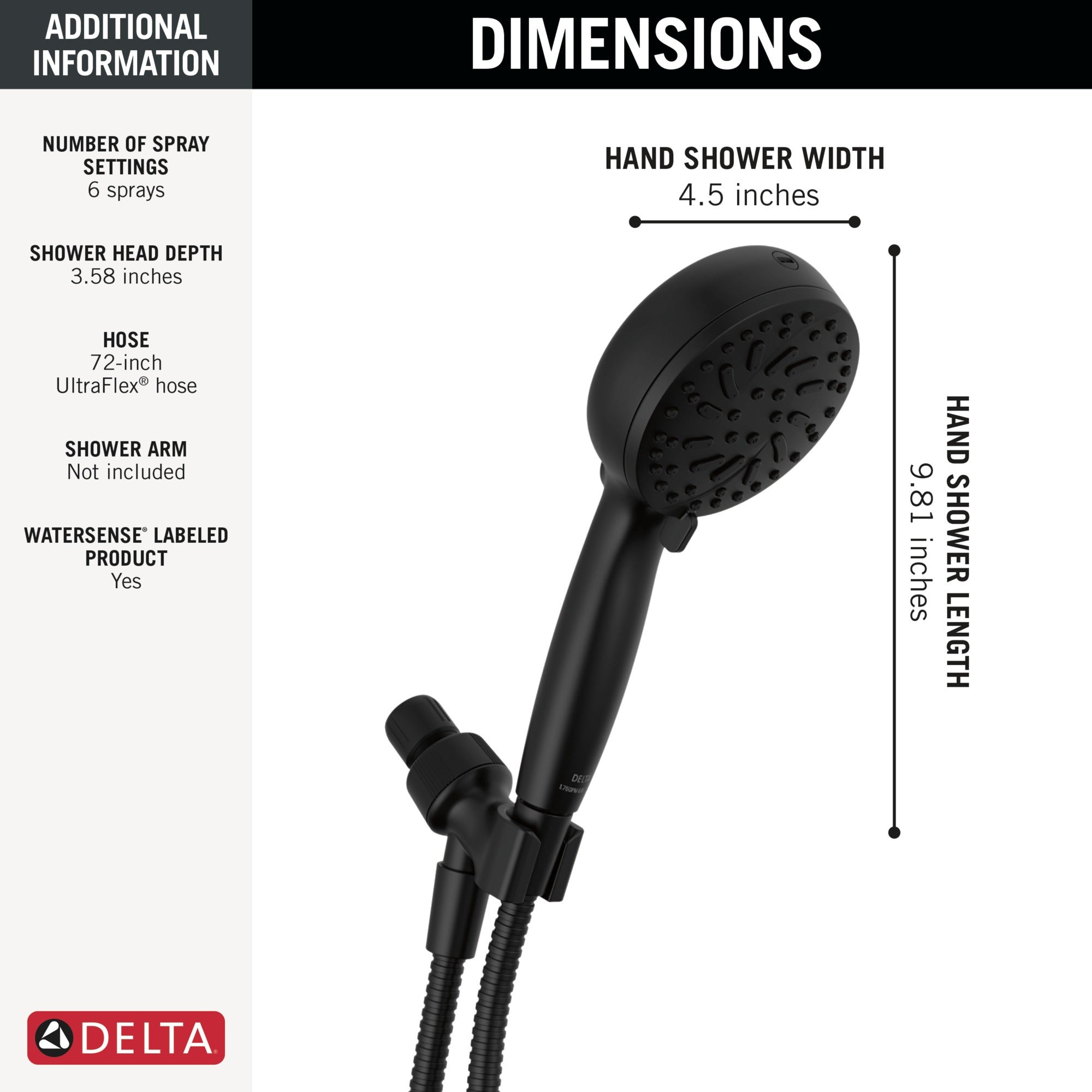 Delta Universal Showering Components 6-Setting Hand Shower with Cleaning Spray