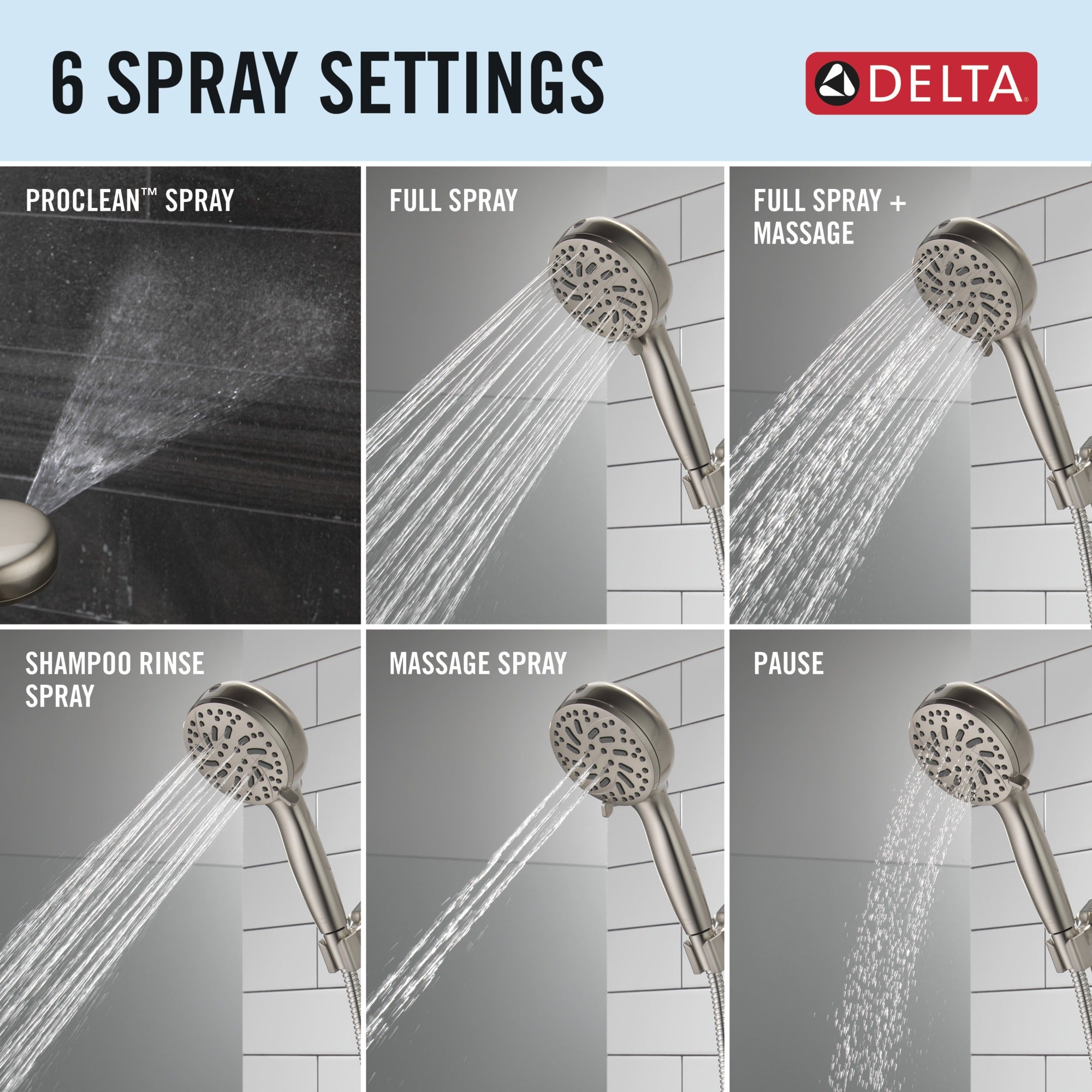 Delta Universal Showering Components 6-Setting Hand Shower with Cleaning Spray