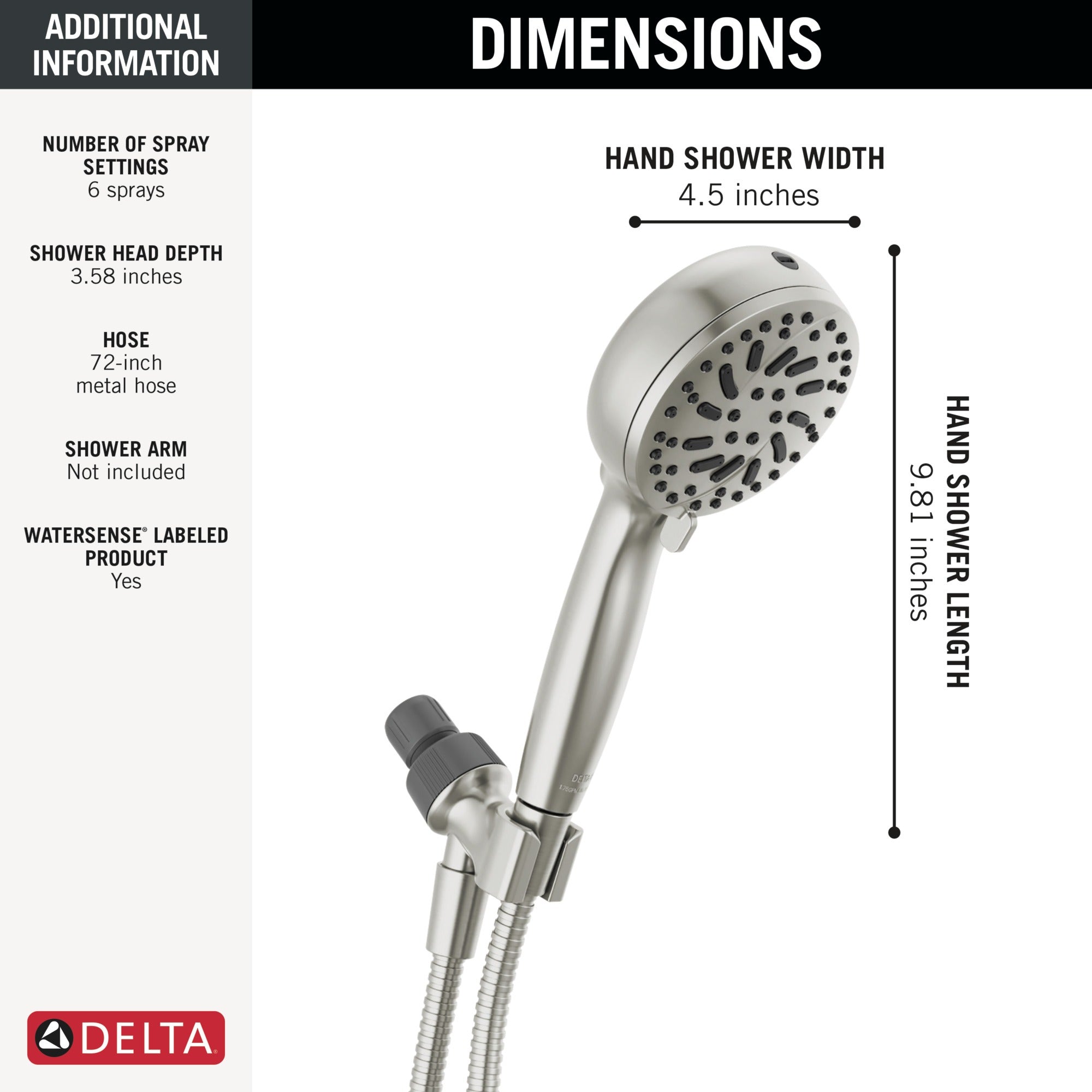 Delta Universal Showering Components 6-Setting Hand Shower with Cleaning Spray