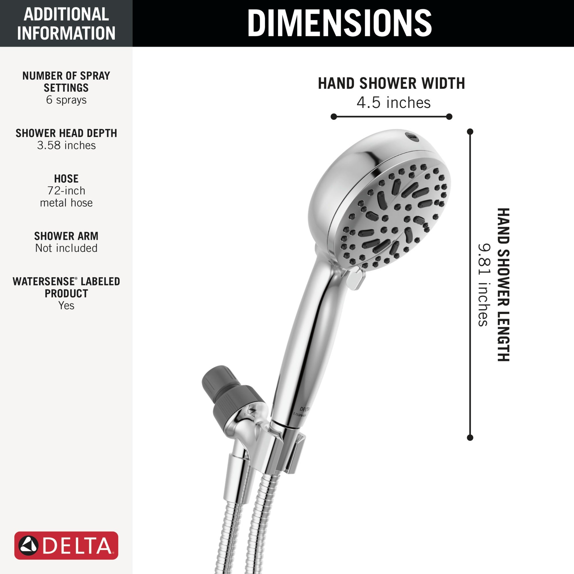 Delta Universal Showering Components 6-Setting Hand Shower with Cleaning Spray
