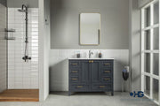 Paloma 42" Dark Gray Bathroom Vanity with Quartz Top & Gold Hardware
