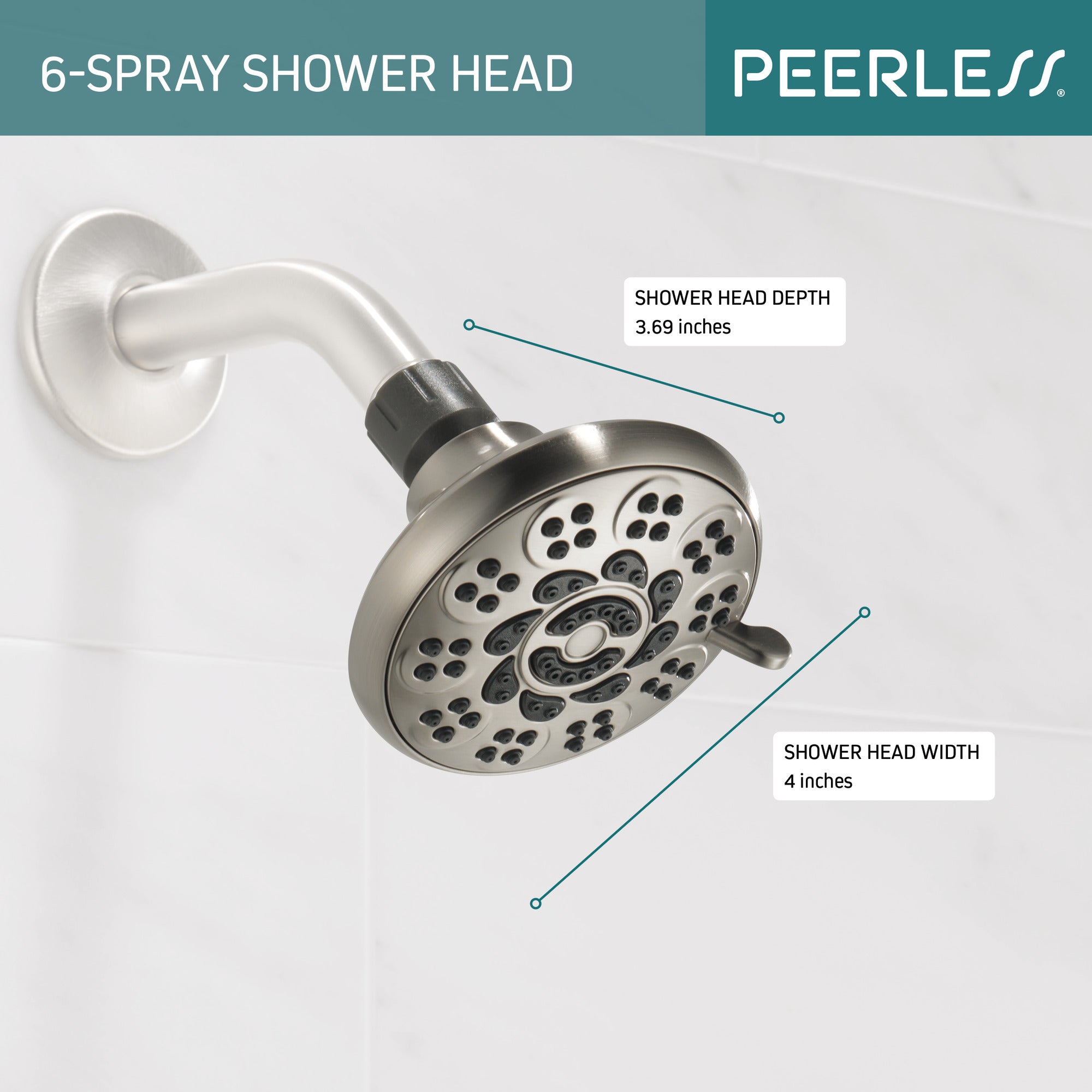 Peerless Universal Showering Components 6-Setting Shower Head