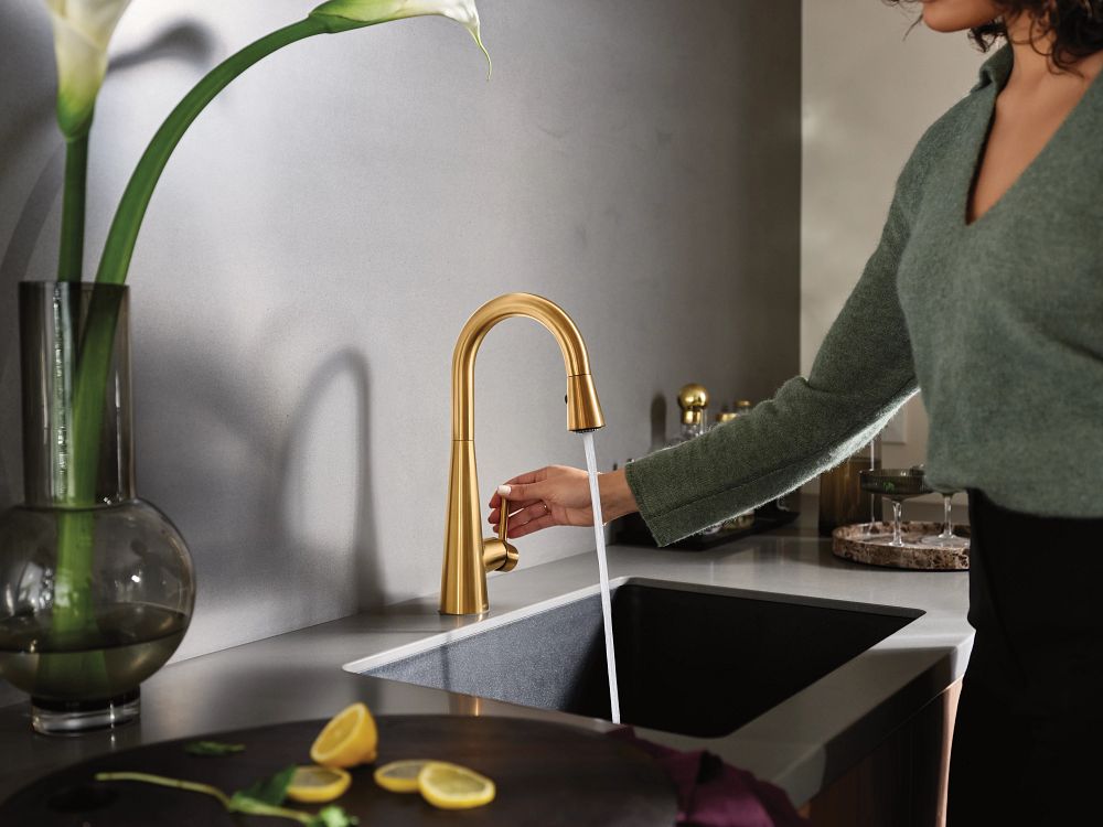 Sleek One-Handle Pulldown Bar Faucet