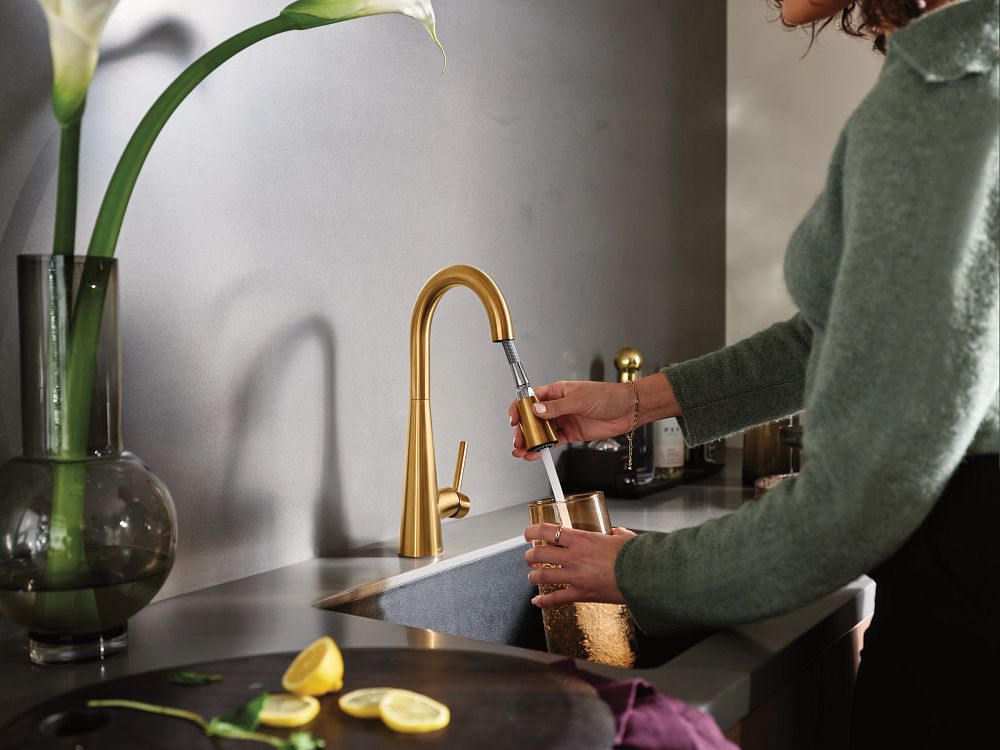 Sleek One-Handle Pulldown Bar Faucet