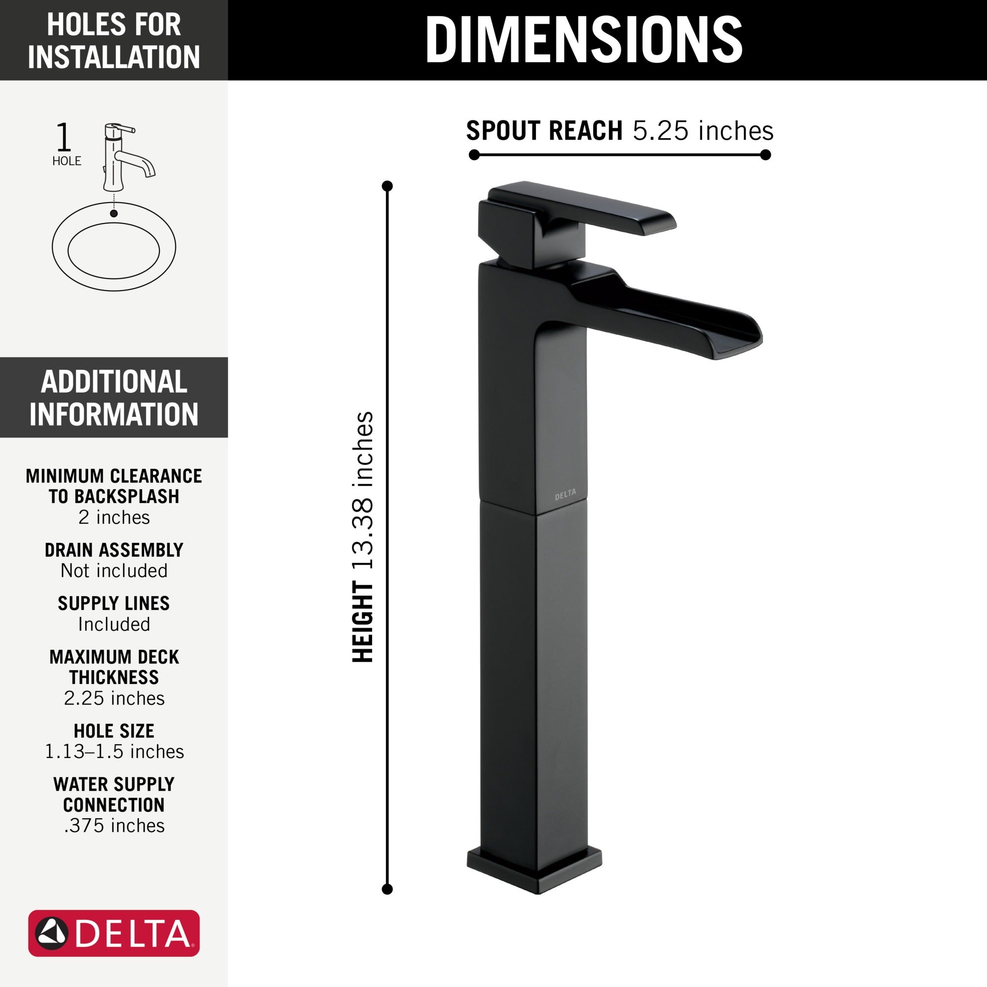 Delta Ara® Single Handle Vessel Channel Bathroom Faucet