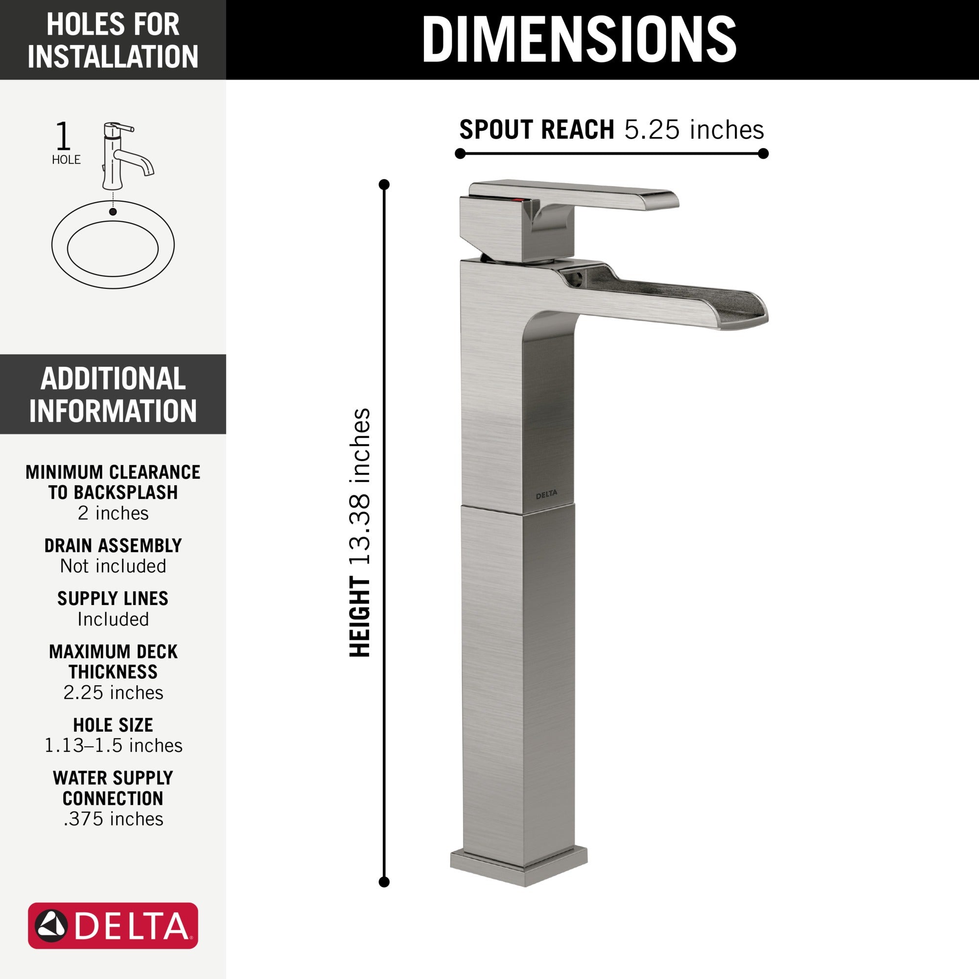 Delta Ara® Single Handle Vessel Channel Bathroom Faucet